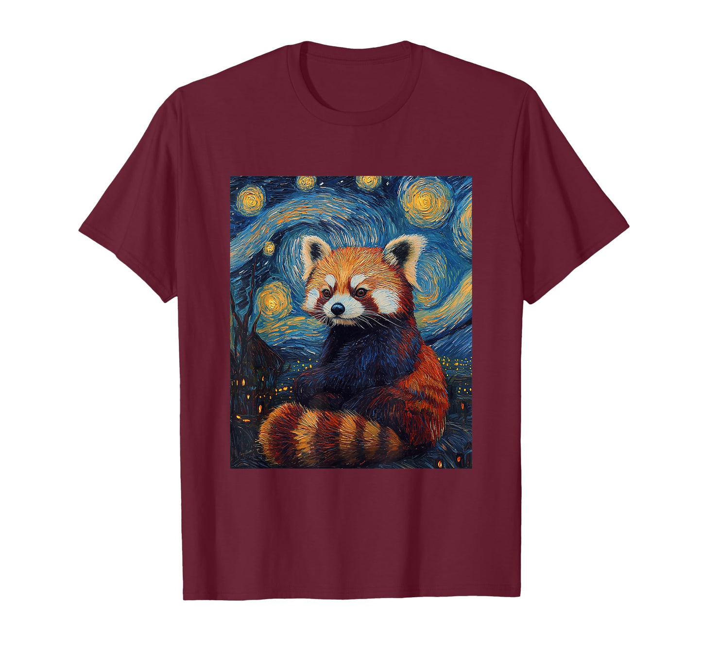 Cute Red Panda Bear - Van Gogh Style - Starry Night Graphic T-Shirt