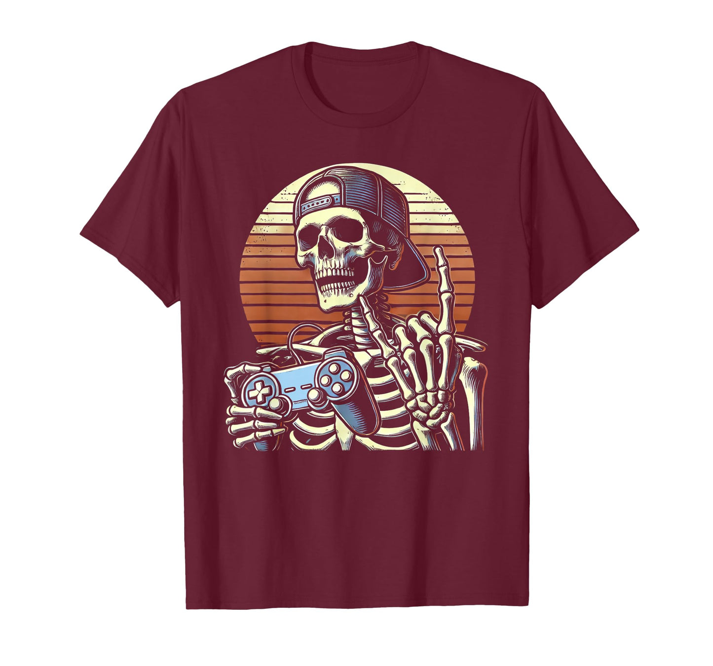 Halloween Skeleton Gaming Video Game Gamer Boy Teen Men T-Shirt