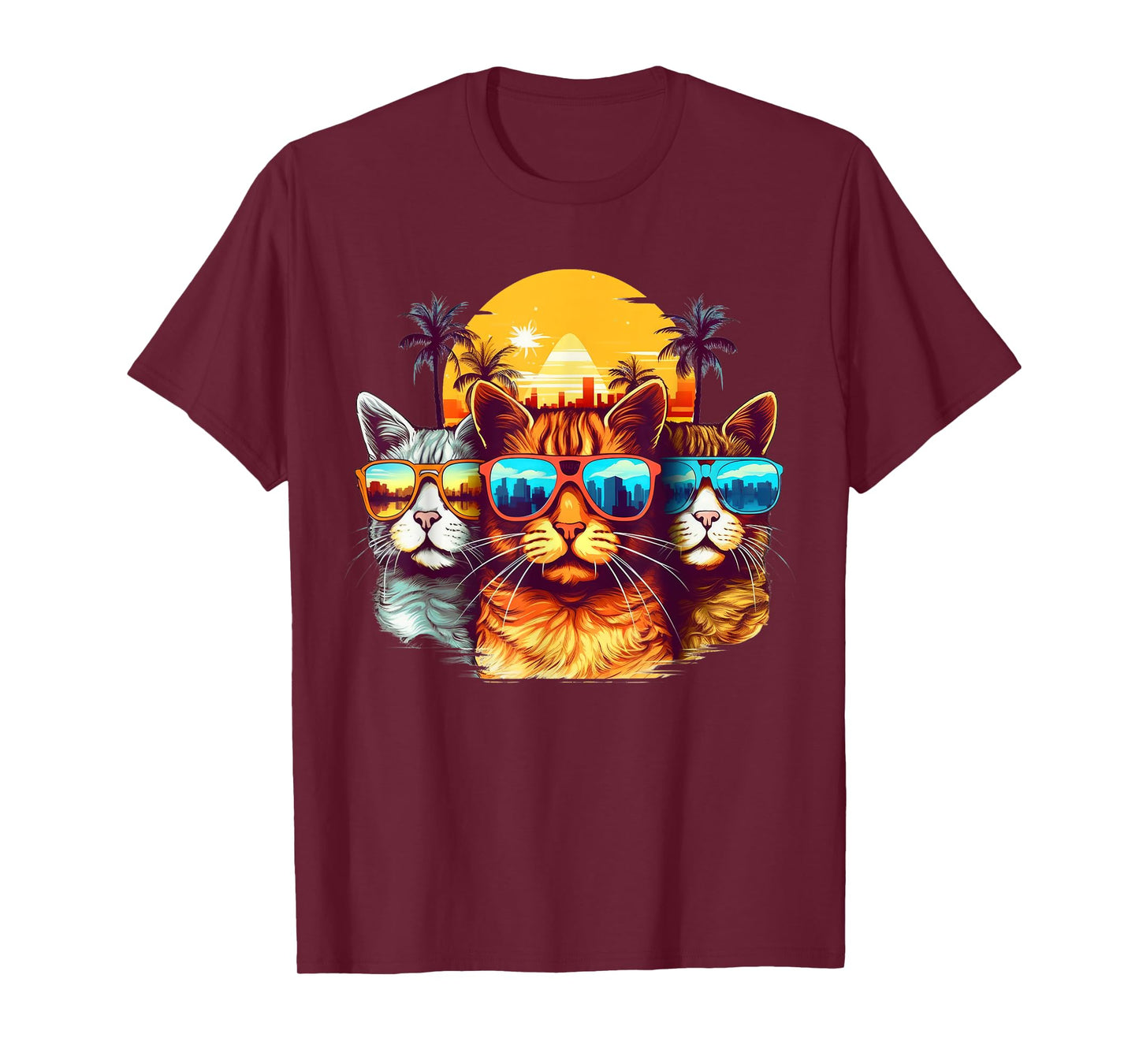 Retro Eighties Style Cat With Sunglasses T-Shirt