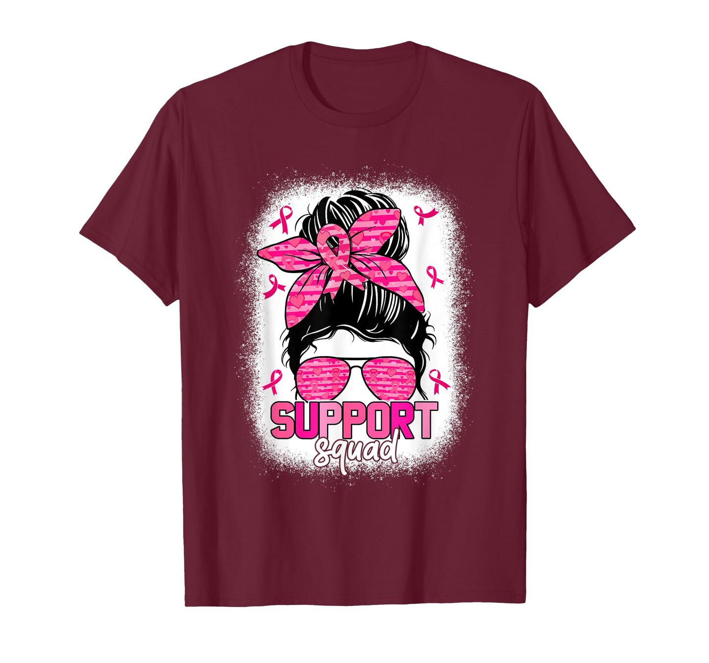 Support Squad Breast Cancer Awareness Messy Bun Pink Warrior T-Shirt