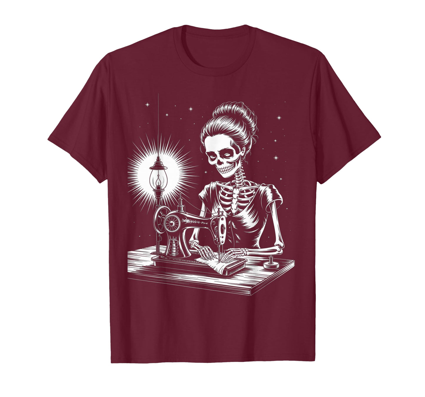 Skeleton Sewer Quilter Funny Sewing Lover Halloween T-Shirt