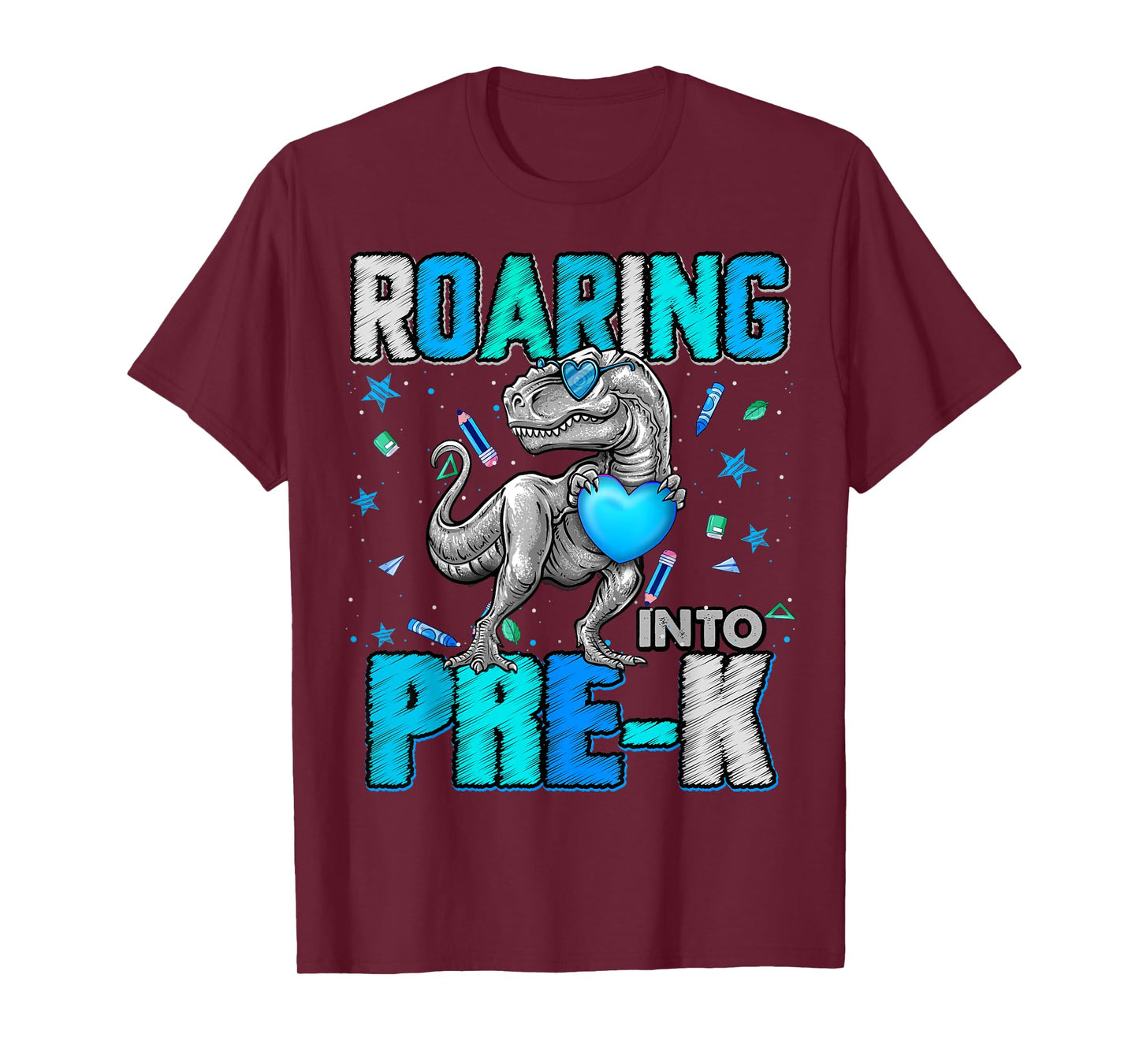 Roaring Into Pre K Dinosaur T Rex Back To School Boys T-Shirt