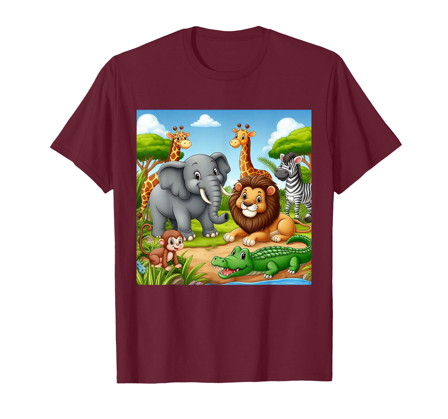 Cute Animals Cartoon Jungle Theme - Cool Funny Animal Art T-Shirt