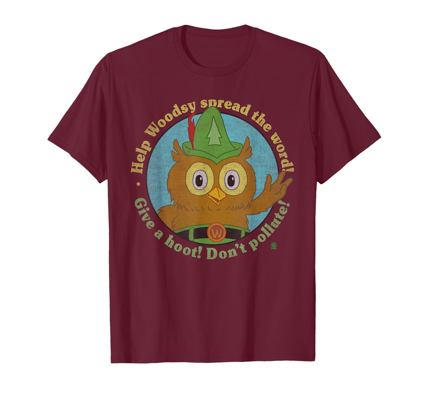 Woodsy Owl Give a Hoot Distressed and Faded T-Shirt