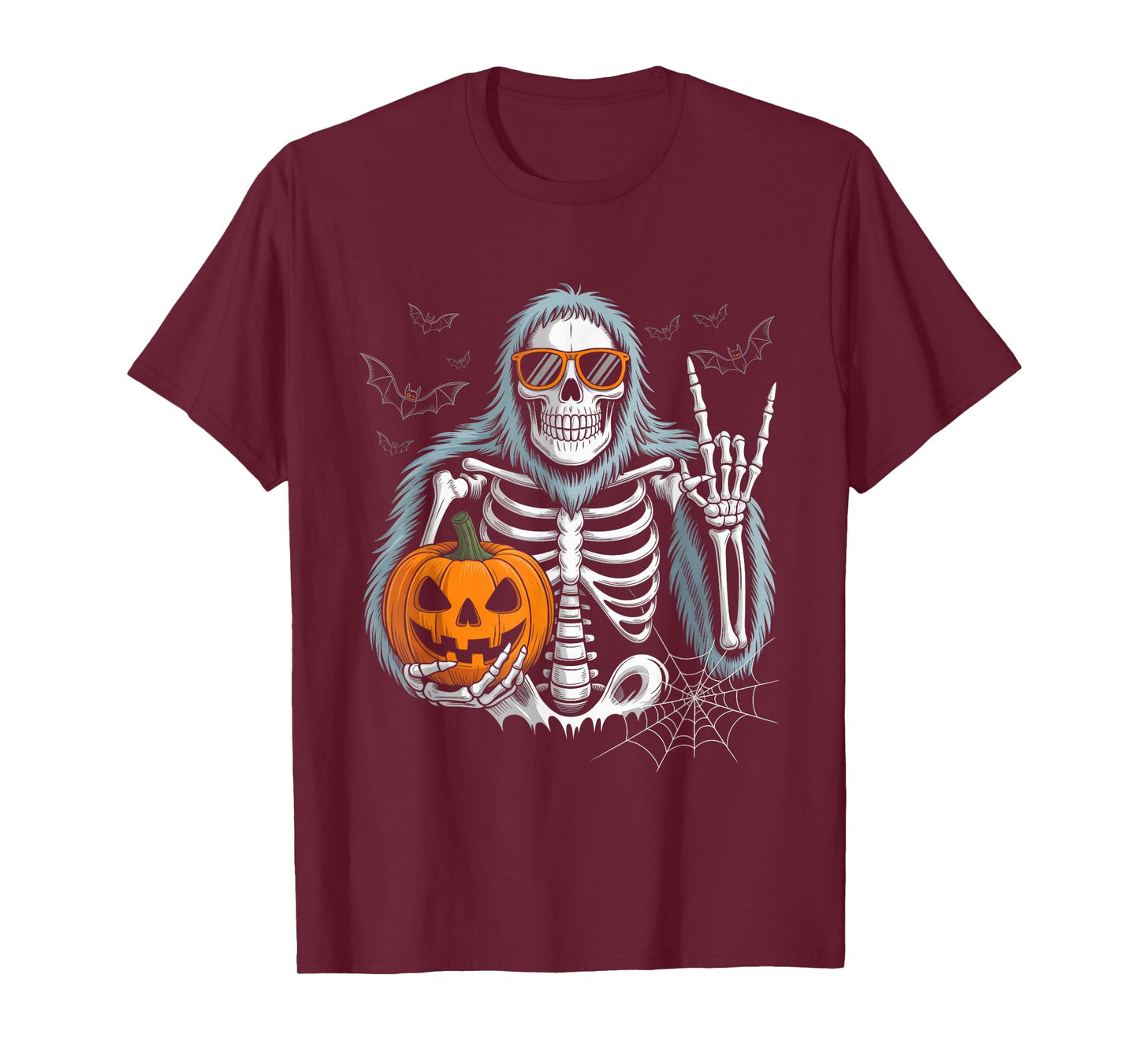 Spooky Bigfoot Jack O Lantern Skeleton Halloween Boys Mens T-Shirt
