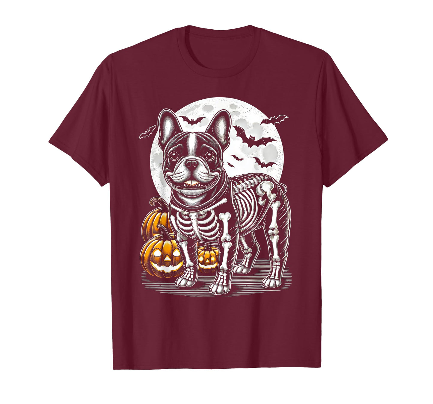 Cute Halloween Skeleton French Bulldog Puppy Bones Costume T-Shirt