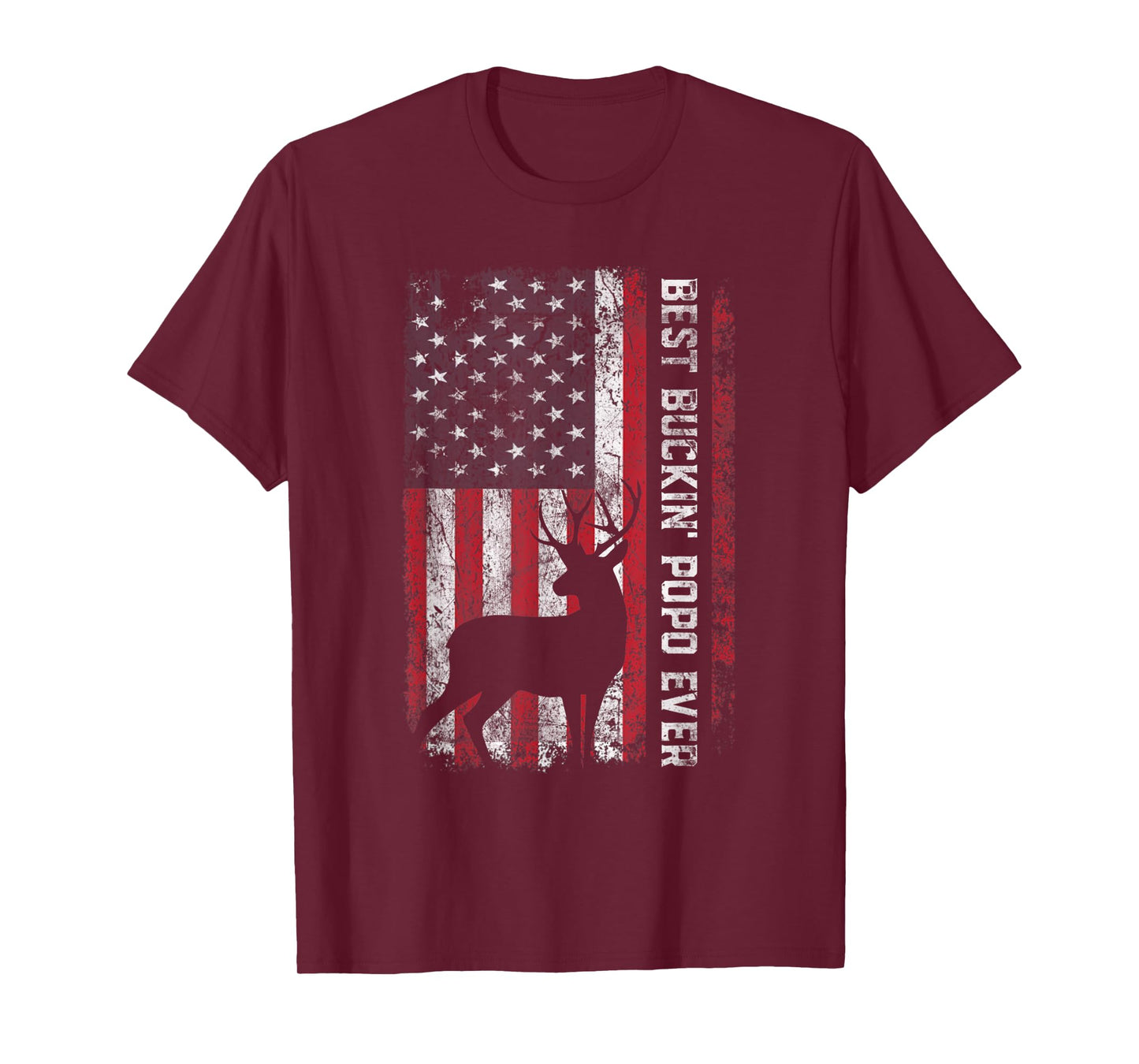 USA Flag Best Buckin Popo Ever Deer Hunting Fathers Day Men T-Shirt
