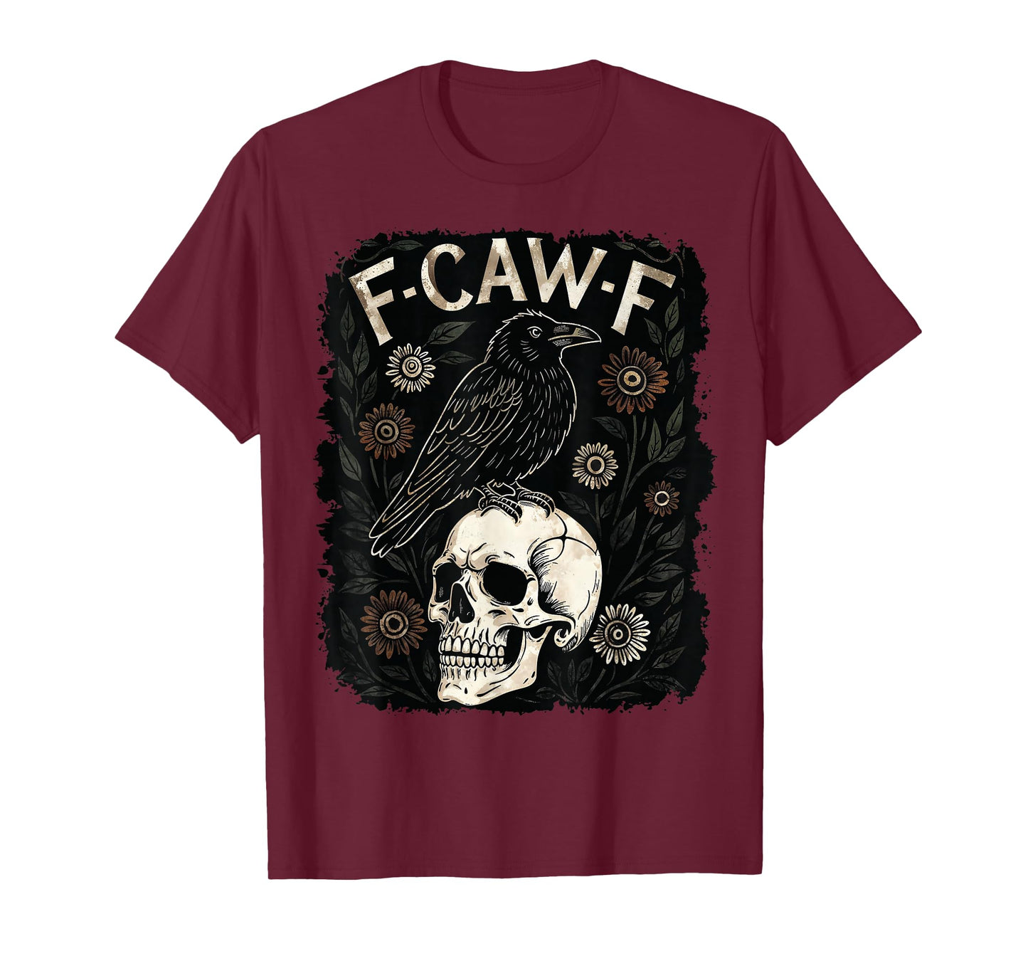 Retro Frame F-Caw-F Black Crow Funny Black Bird Saying Meme T-Shirt