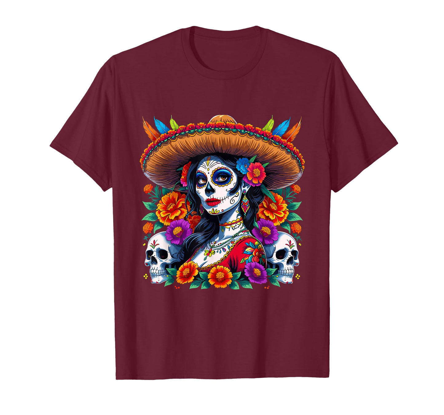 La Catrina Dia De Los Muertos Sugar Skull Art T-Shirt