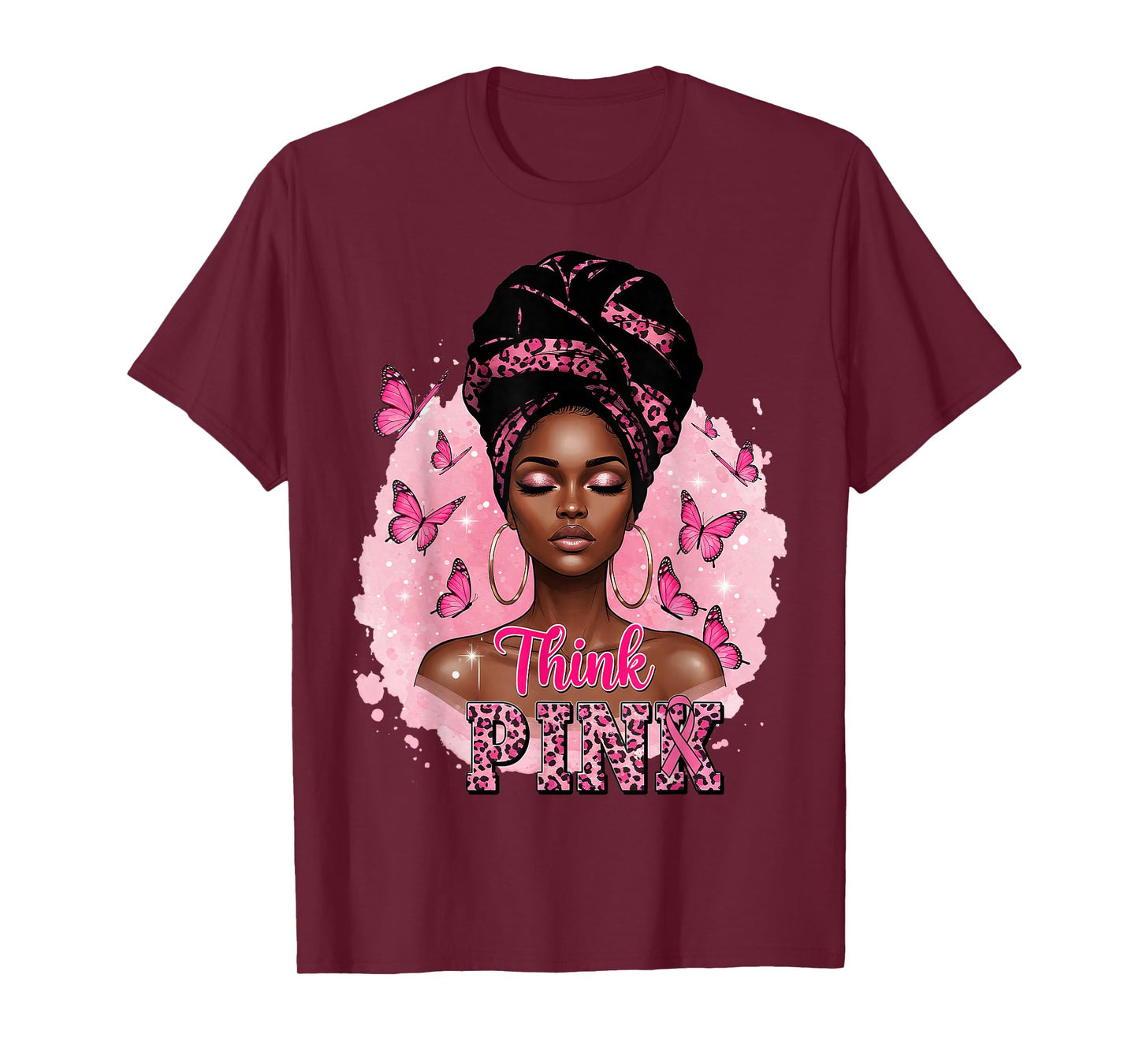 Think Pink Breast Cancer Awareness Month Africa Women T-Shirt