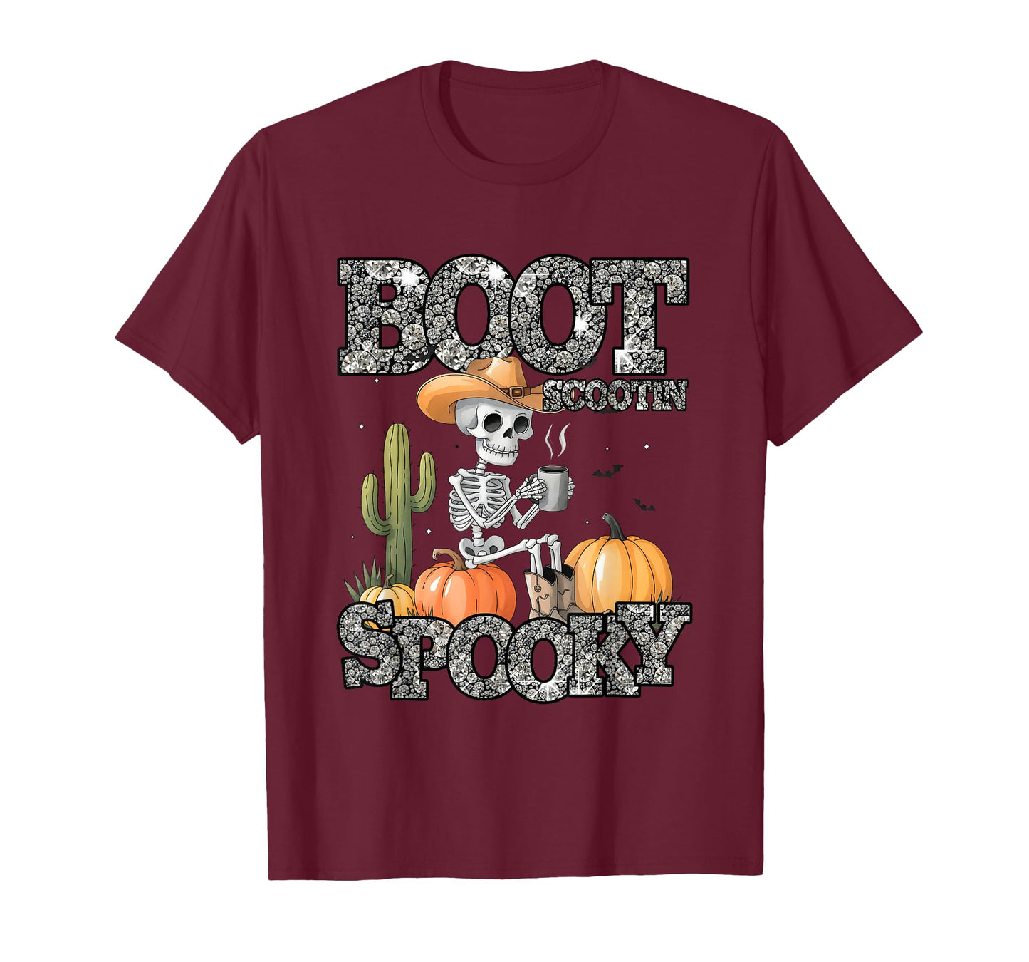 Boot Scootin Spooky Skeleton Cowboy Halloween T-Shirt