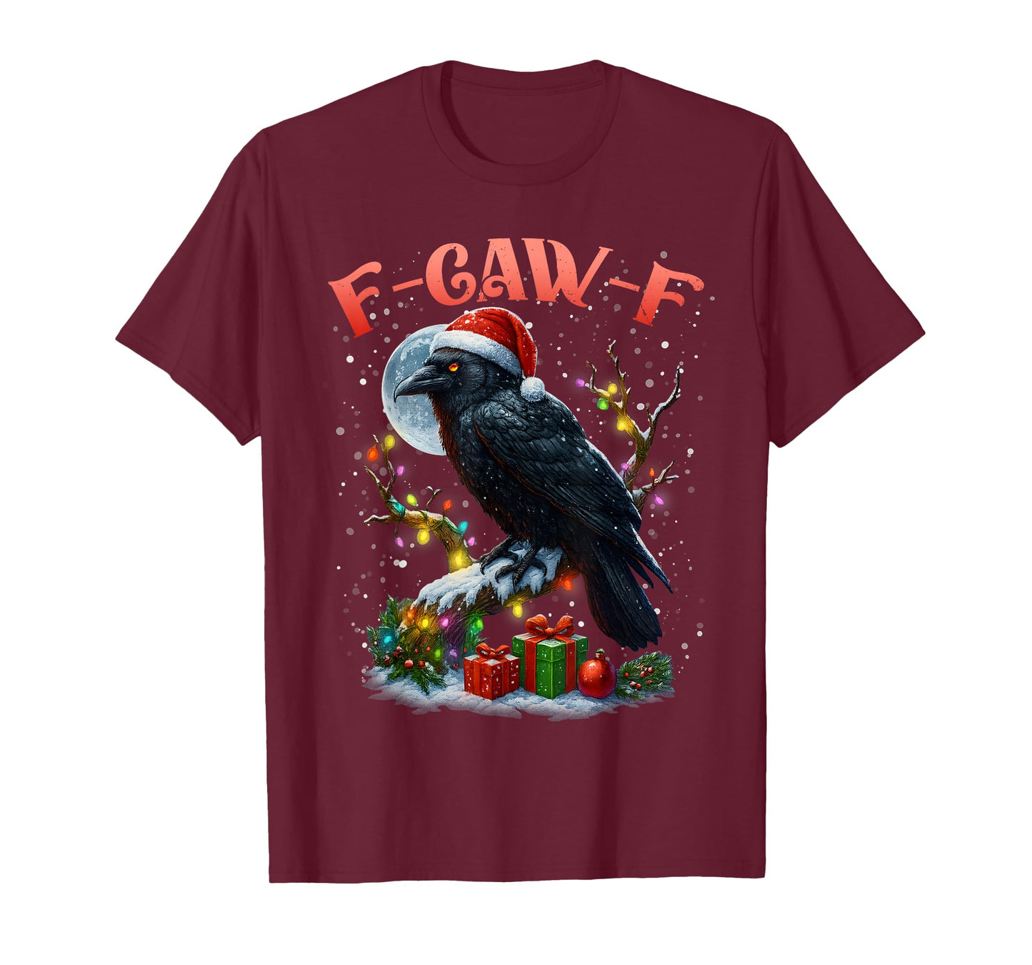 Merry F-Caw-F Funny Christmas Black Crow Merry Xmas F-Caw-F T-Shirt