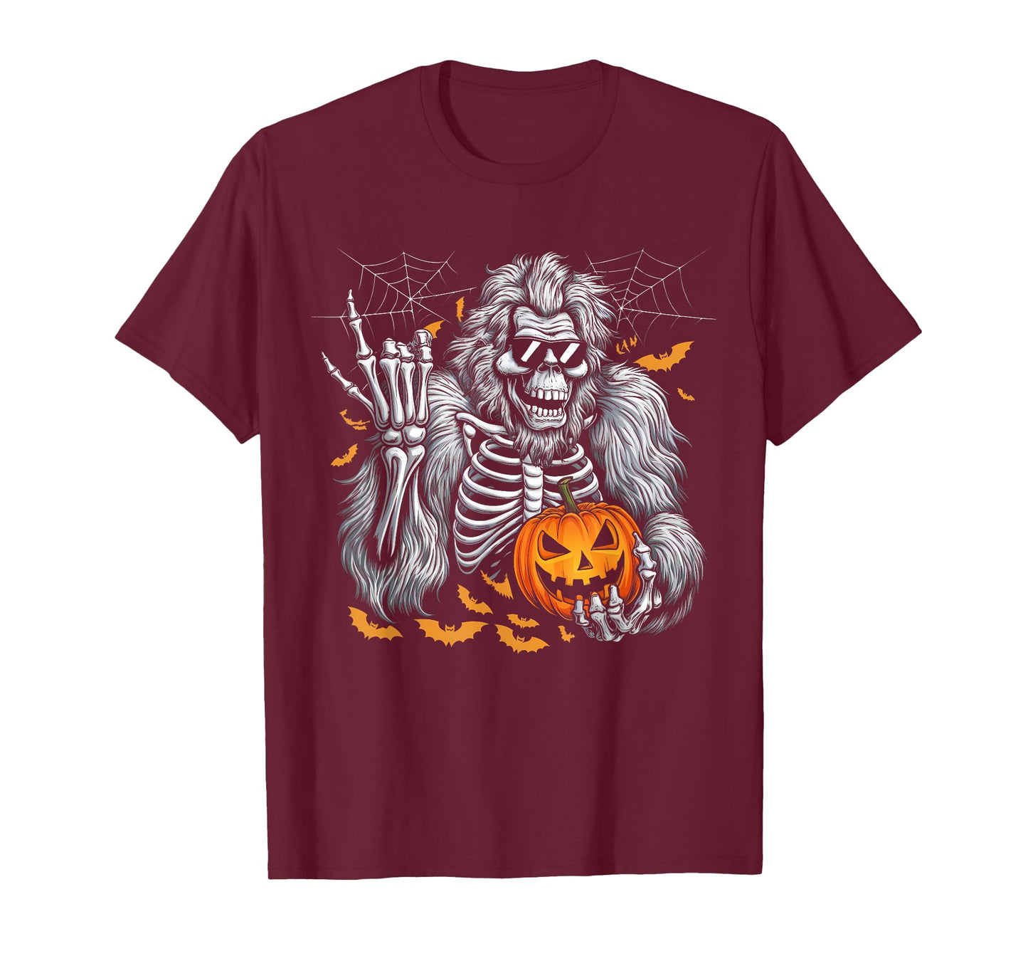 Fun Spooky Bigfoot Jack O Lantern Skeleton Halloween Youths T-Shirt