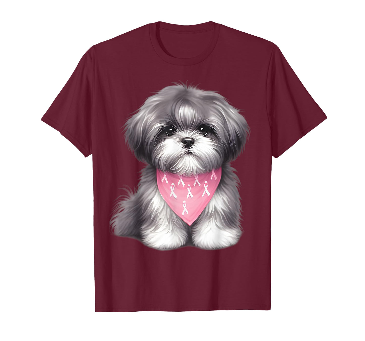 Pink Ribbon Shih Tzu Breast Cancer Awareness T-Shirt