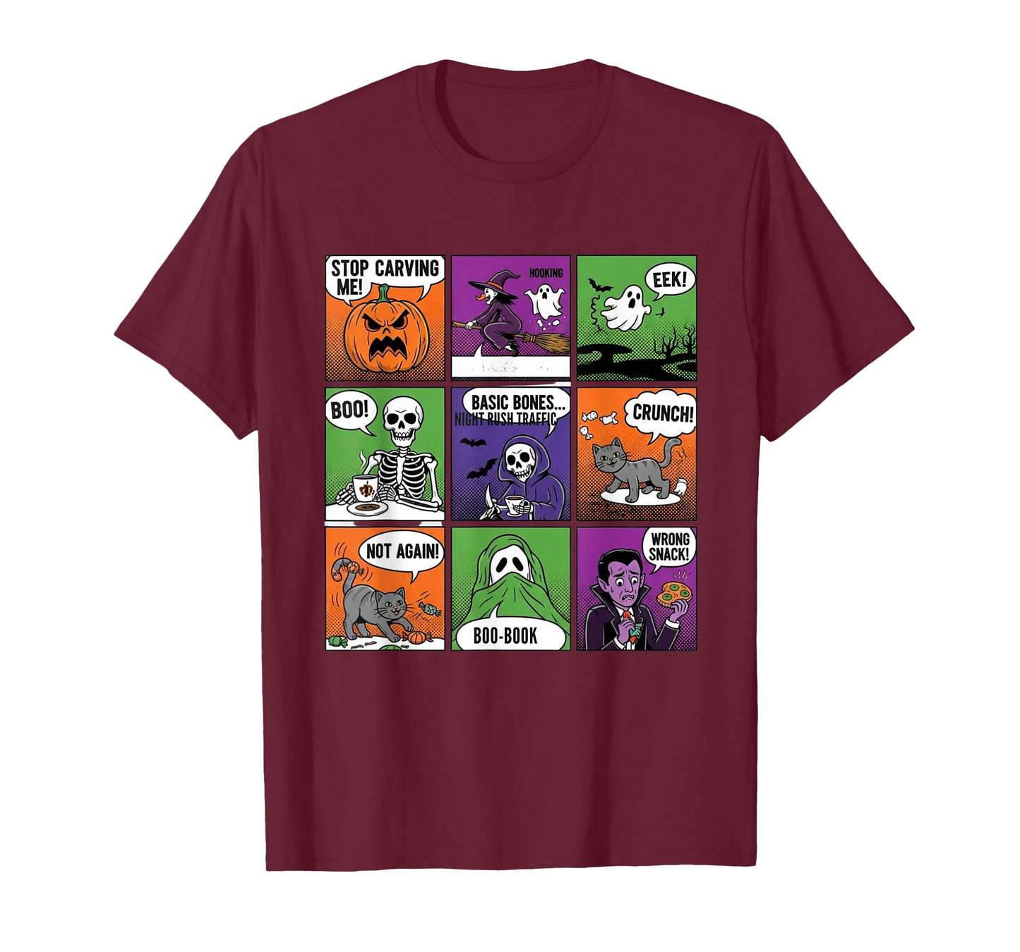 Halloween Skeleton Humor Comic Panels T-Shirt