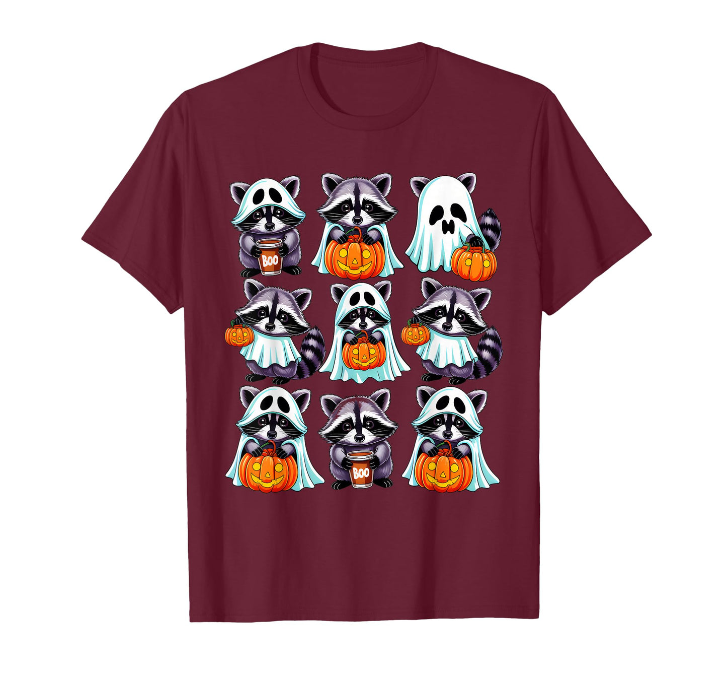 Cute Ghost Raccoon Funny Halloween Costumes Raccoon Lover T-Shirt