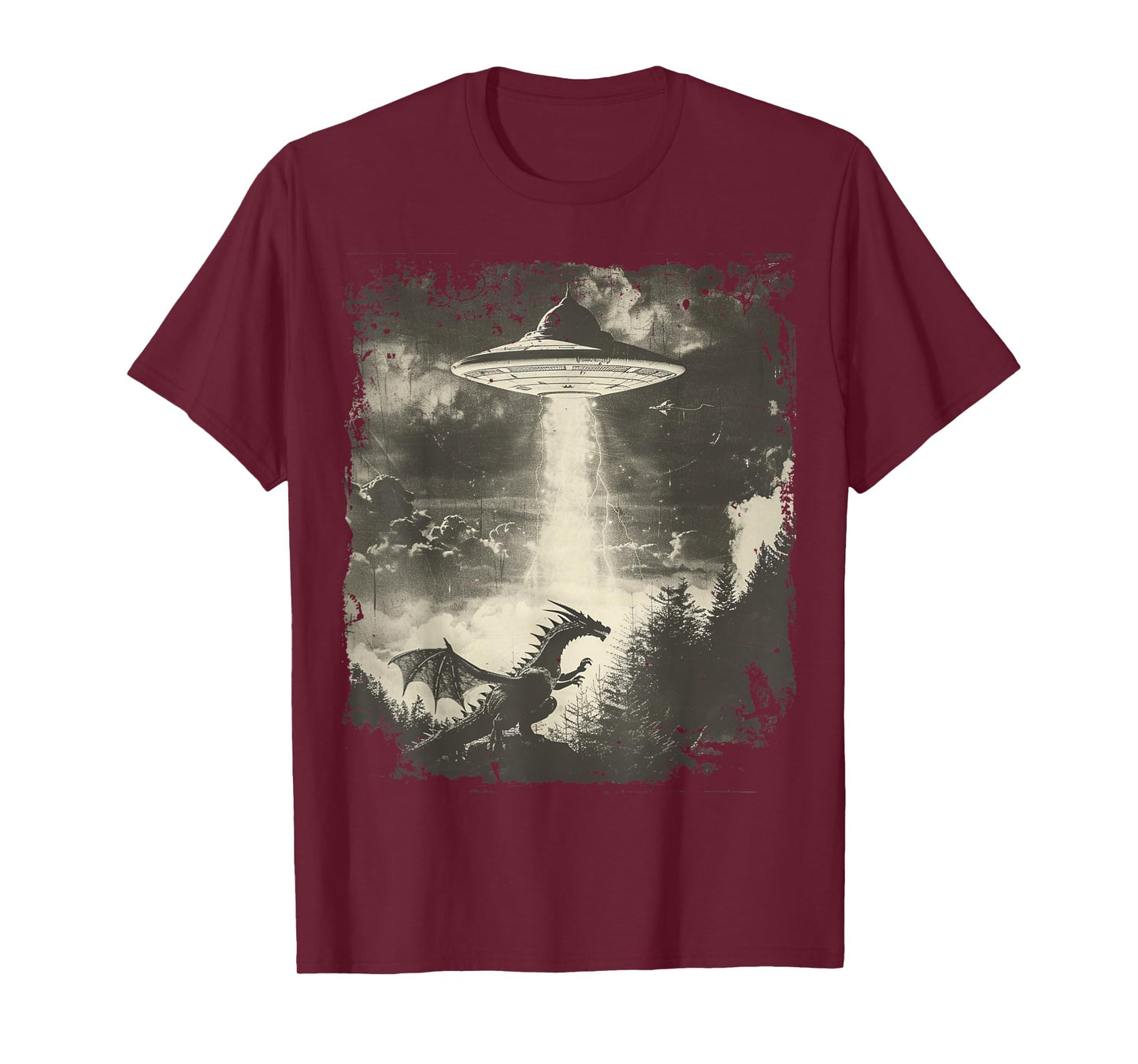 Fantasy Dragon Retro Art Sci-Fi Alien Ufo T-Shirt