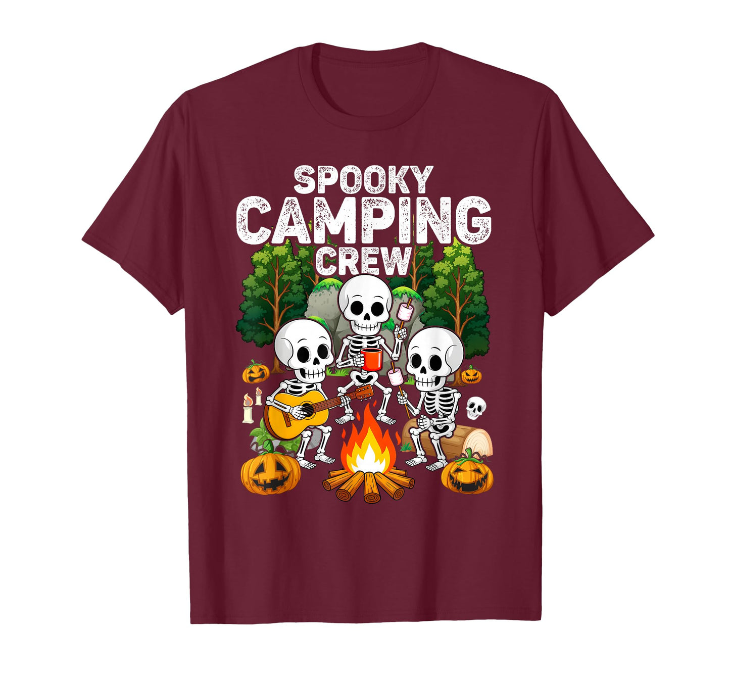 Spooky Camping Crew Halloween Camping Skeleton Campsite T-Shirt
