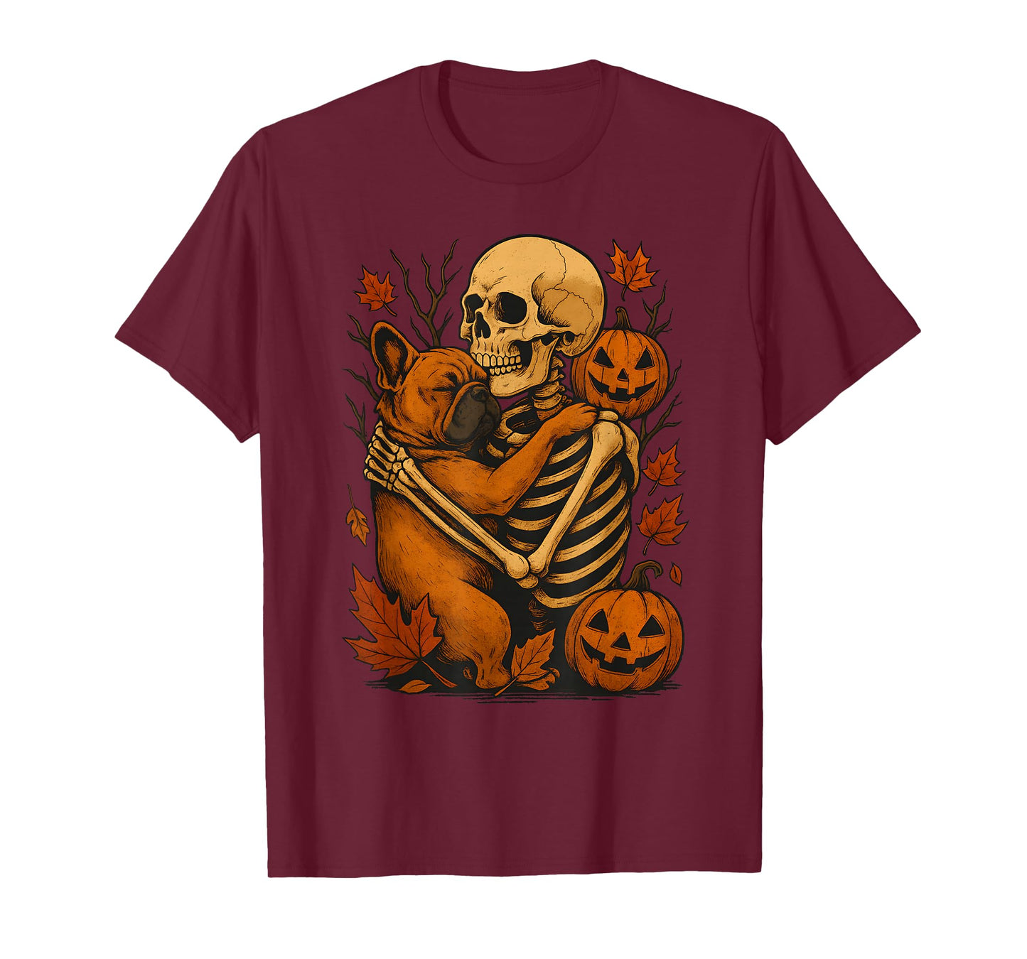 Skeleton Hugging French Bulldog T-Shirt