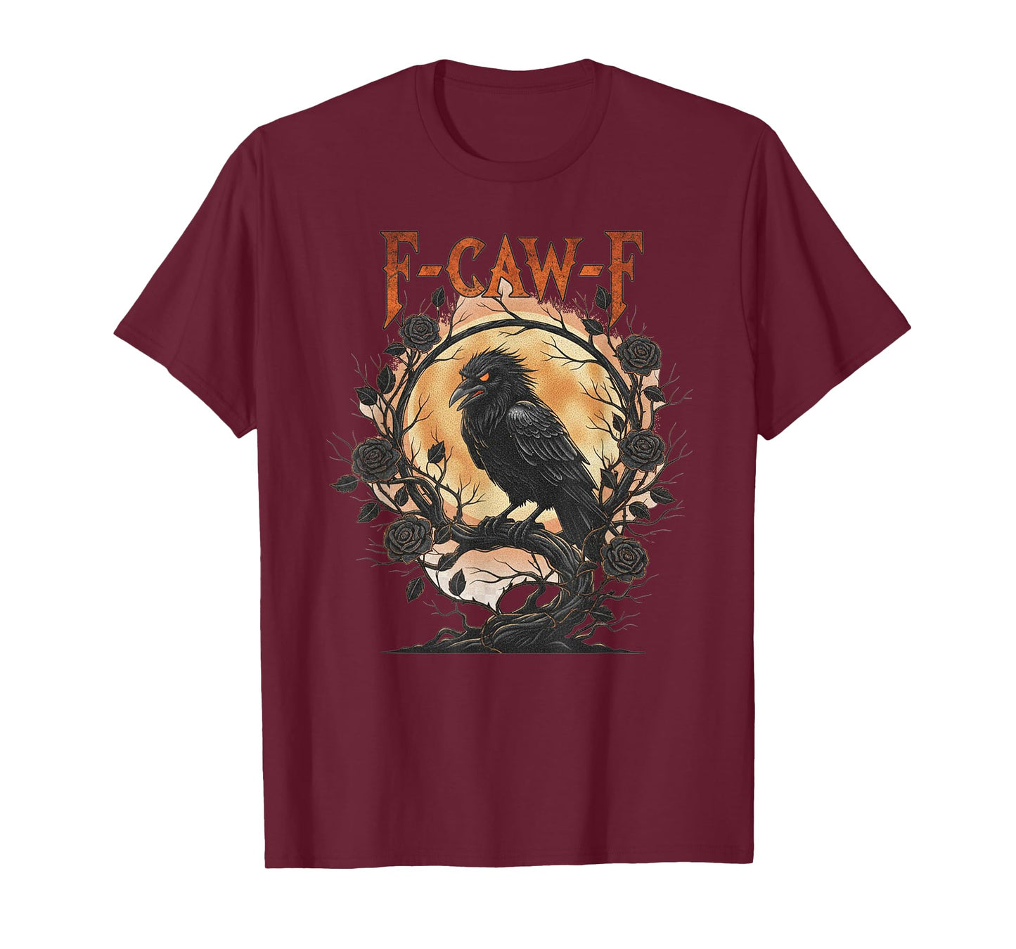 Angry Black Crow, F-Caw-F Funny Black Bird Moon Gothic T-Shirt
