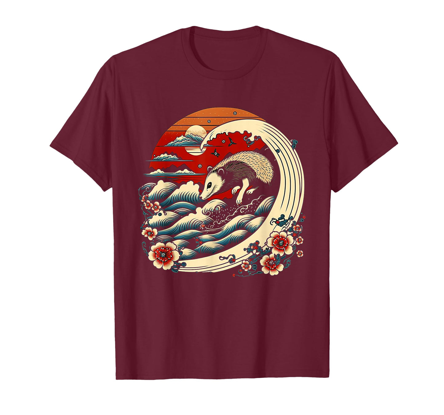 Opossum Japanese Wave Funny Vintage Possum Lover T-Shirt