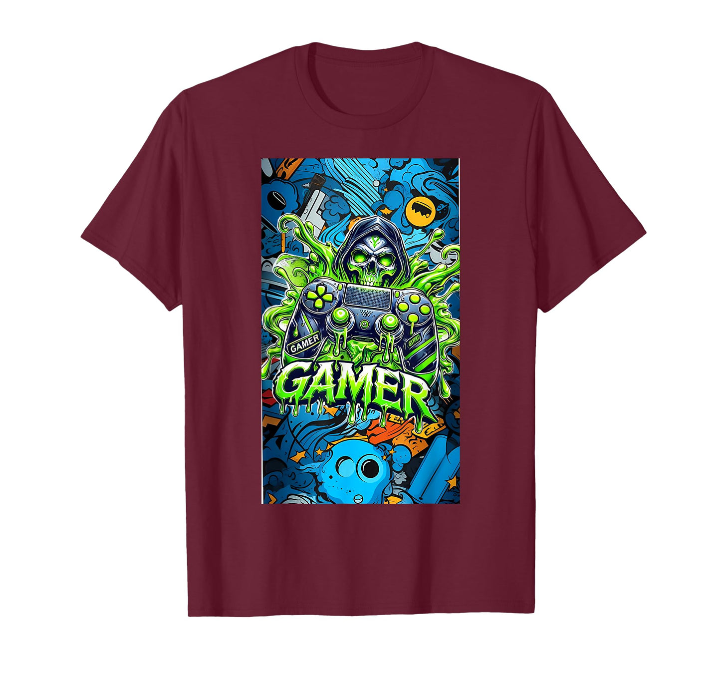 Gamer Aesthetic Graphic Skeleton Gaming Video Games Boys T-Shirt