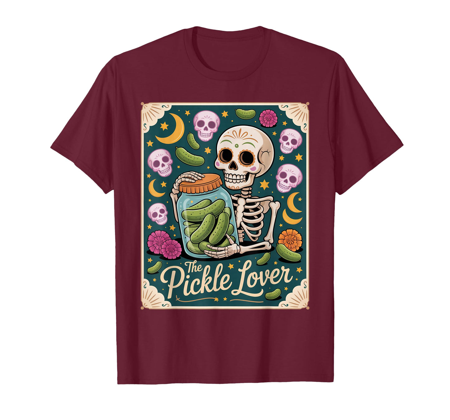 Funny The Pickle Lover Tarot Card Pickles Foodie Skeleton T-Shirt