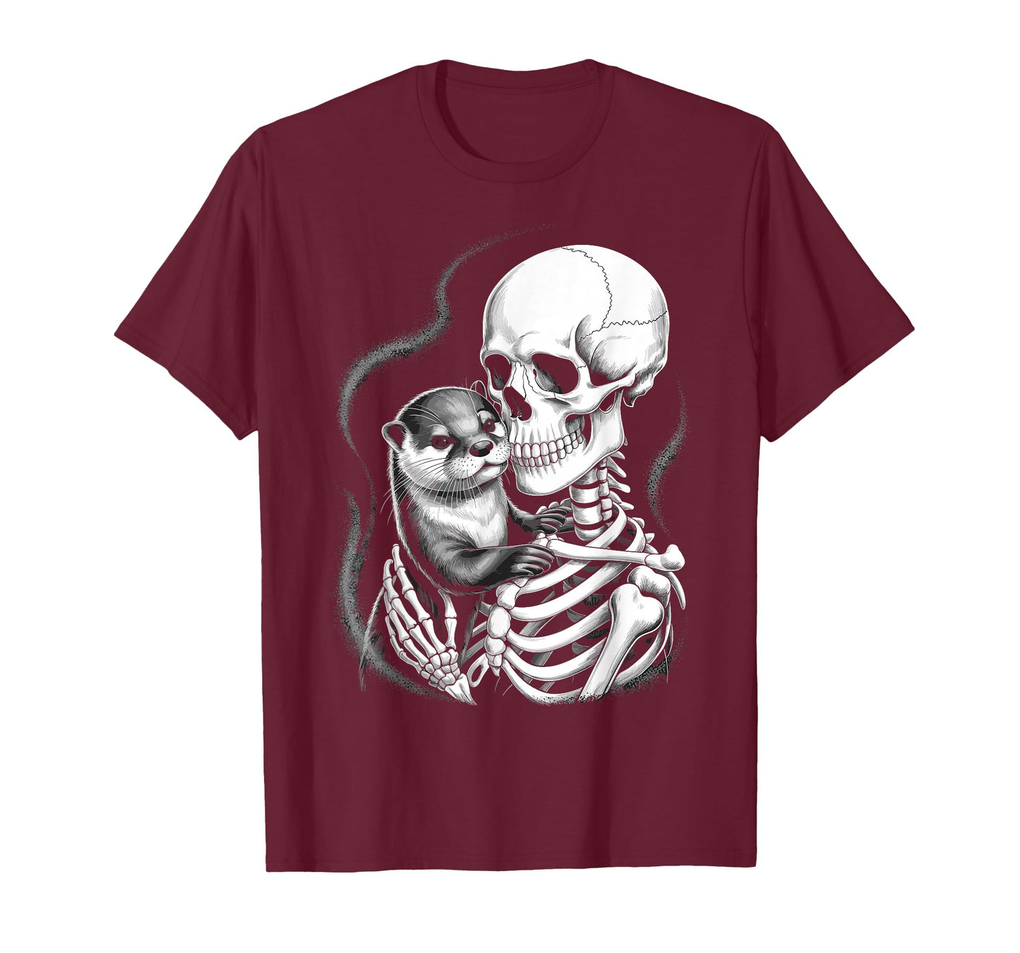 Skeleton Hugging Otter Lover Spooky Season Halloween T-Shirt