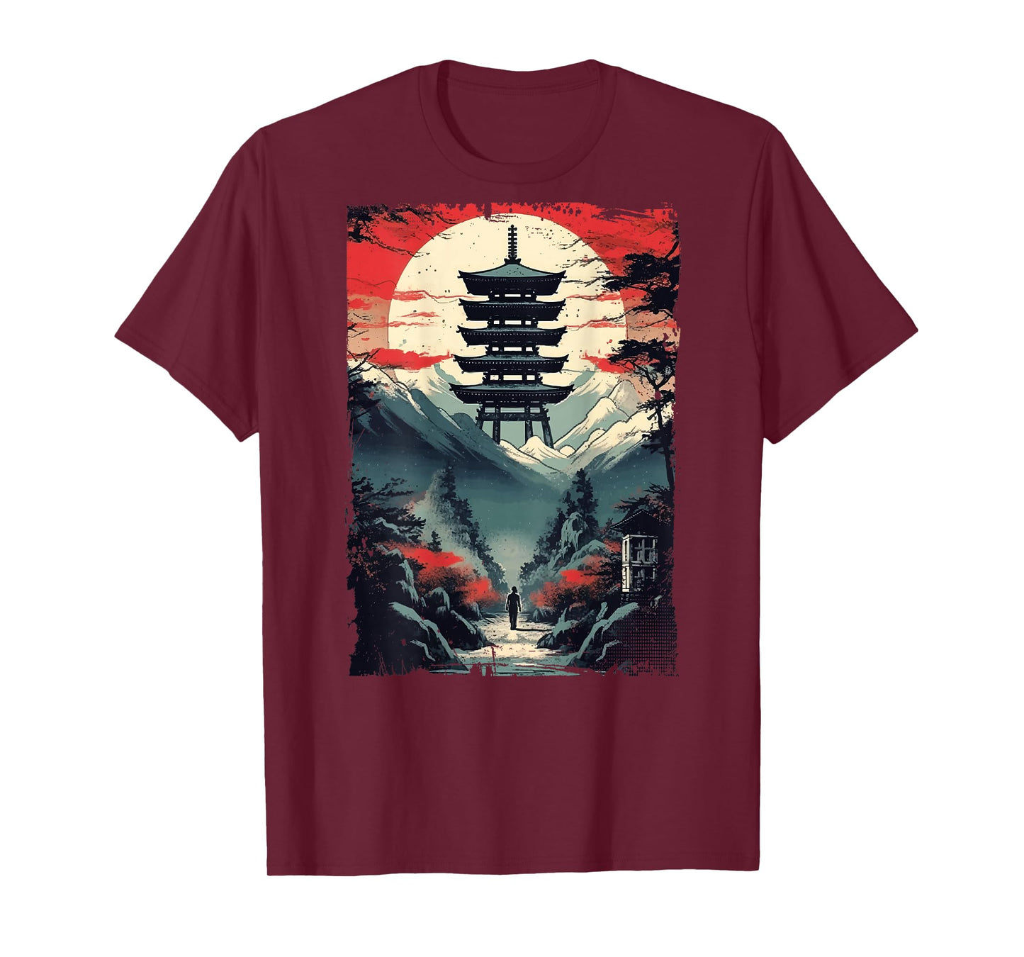 Japanese men walking Woodblock Art Spiritual (ART BACK) T-Shirt