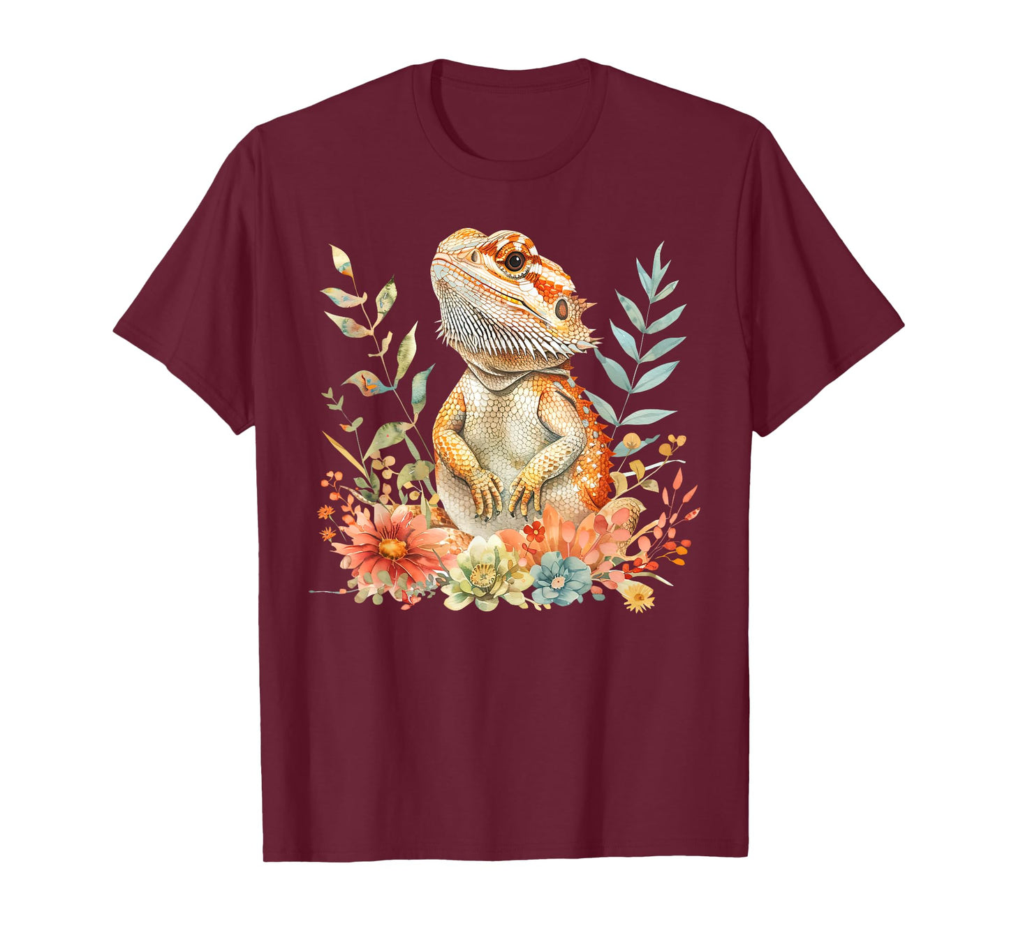 Vintage Bearded Dragon Floral Nature Lizard Reptile Lover T-Shirt