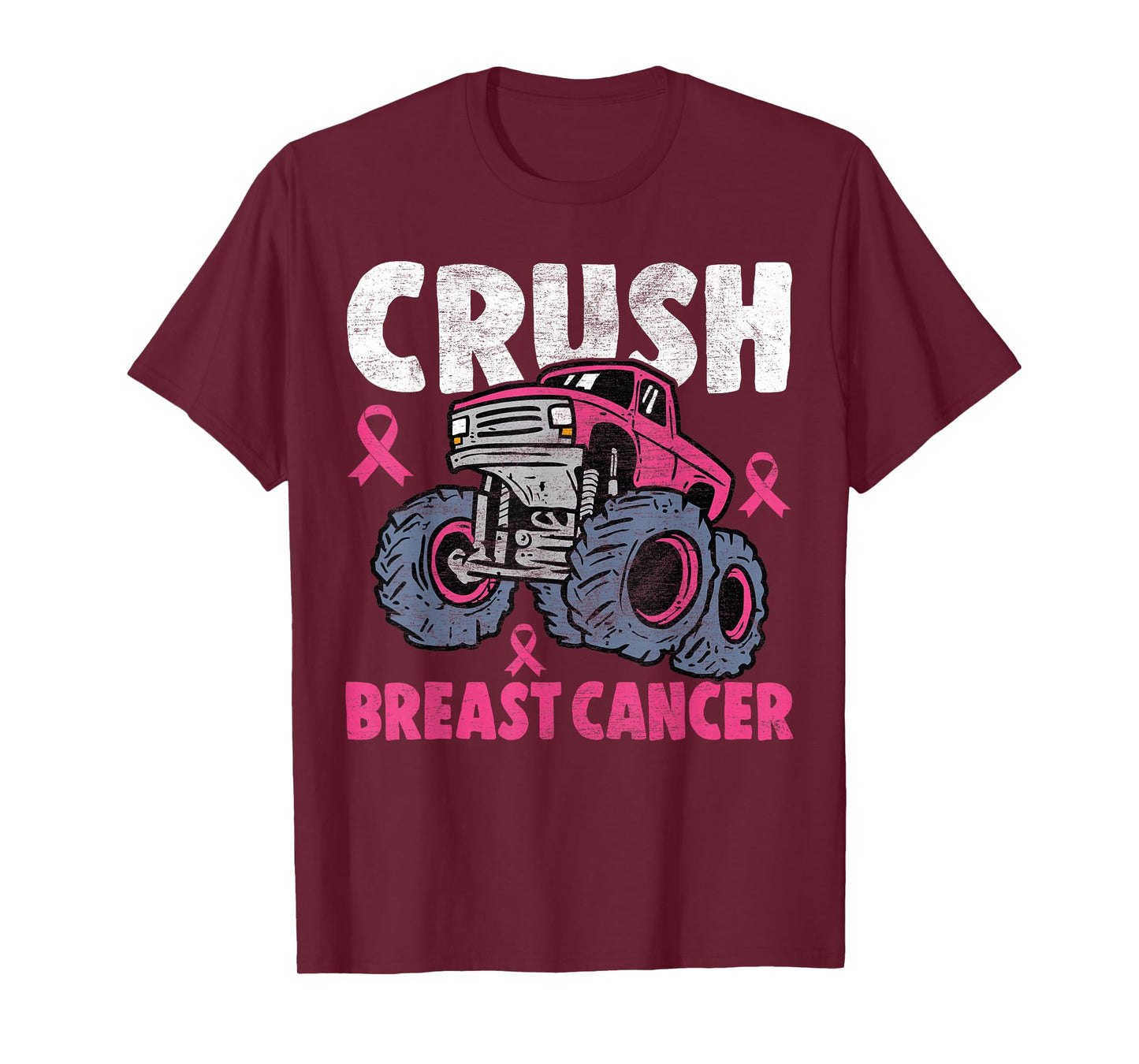 Crush Breast Cancer Awareness Monster Truck kids Boys Girls T-Shirt
