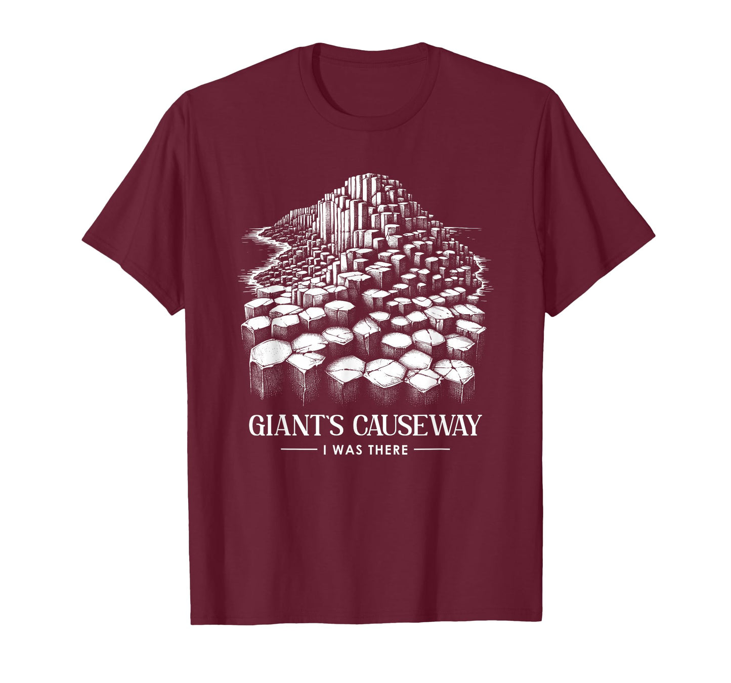 Giant's Causeway Ireland Travel T-Shirt - Black, Small, Unisex-Adults, Short Sleeve, T-Shirt
