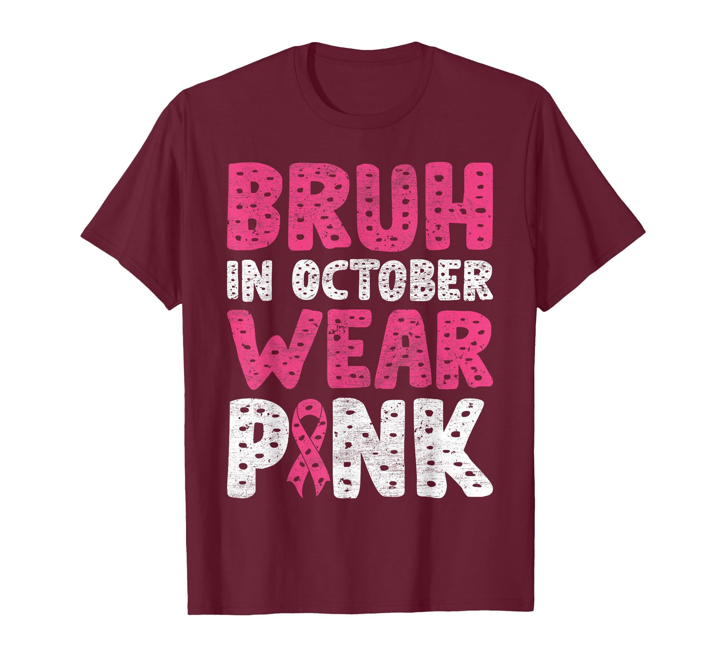 Breast Cancer Shirts for Kids Boys Bruh In October Wear Pink T-Shirt
