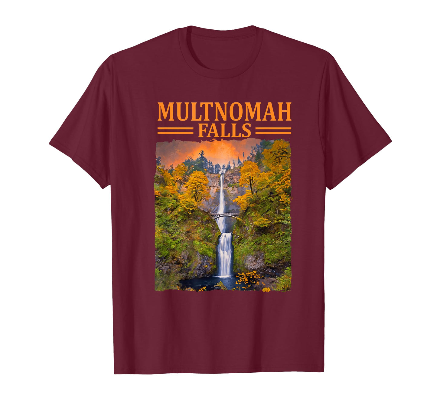 Multnomah Falls Oregon Waterfall Autumn Nature Trip T-Shirt