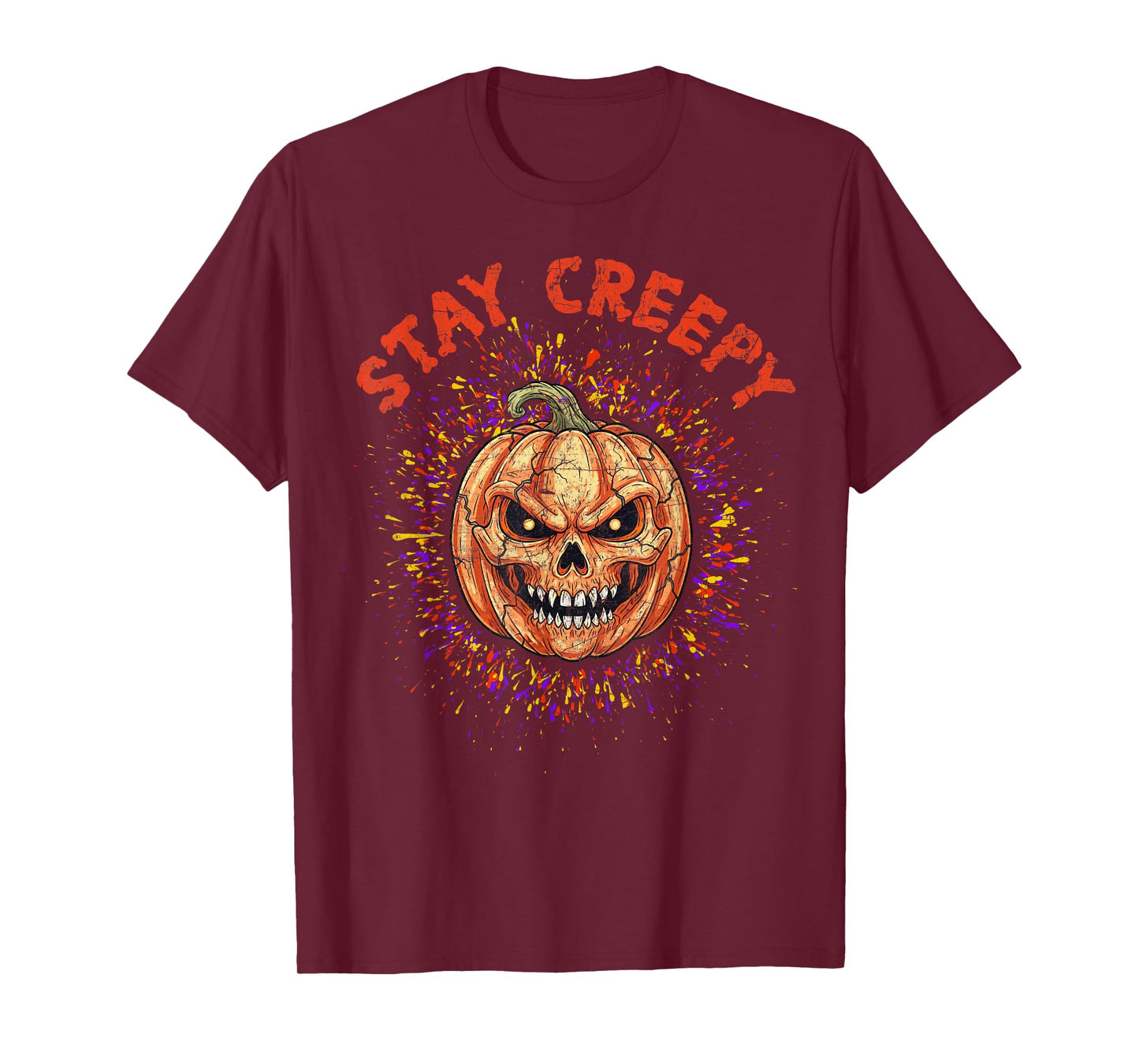 Stay Creepy Jack O Lantern Face Pumpkin Skull Halloween T-Shirt