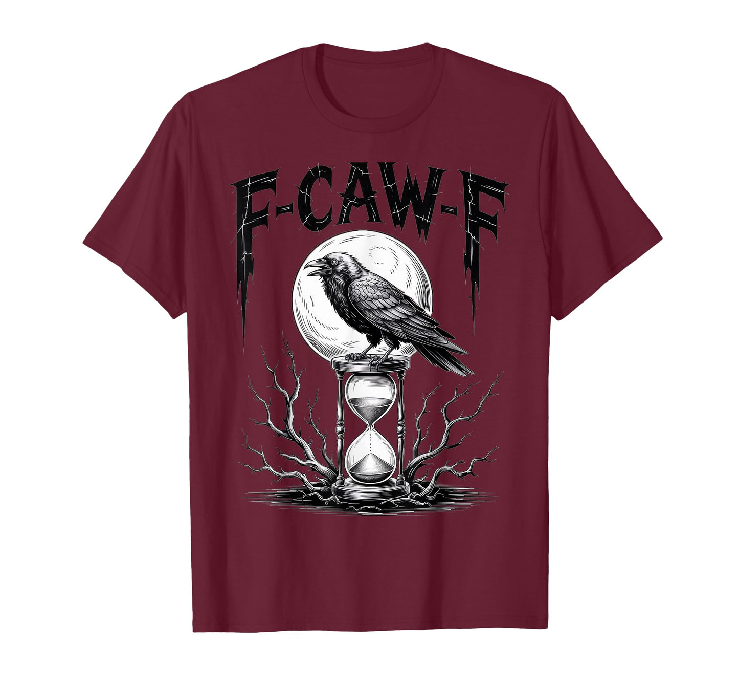 Dark Gothic F-Caw-F Black Crow Moon Spooky Halloween T-Shirt