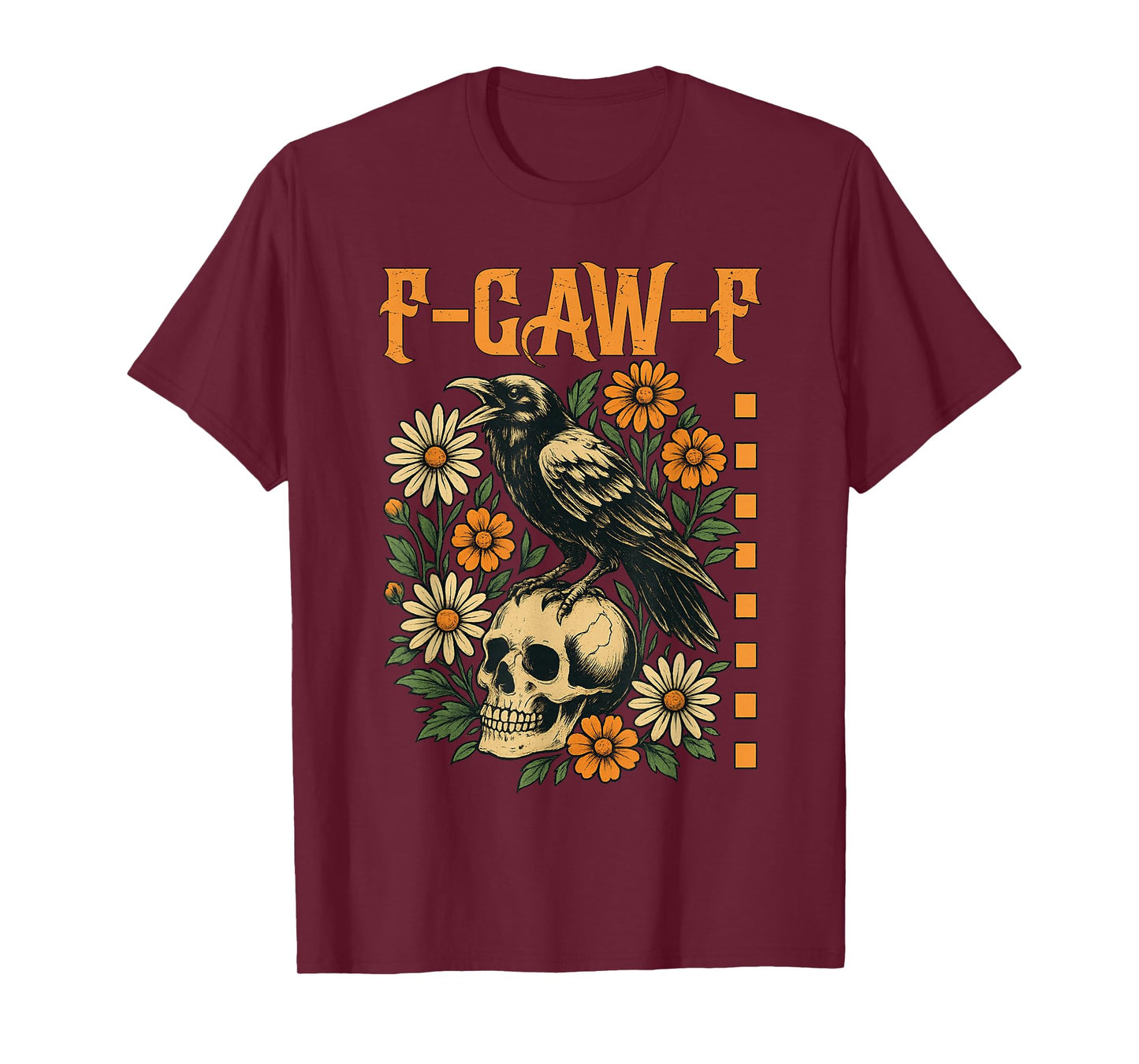 Black Crow, F-Caw-F Black Bird Moon Gothic Halloween Humor T-Shirt