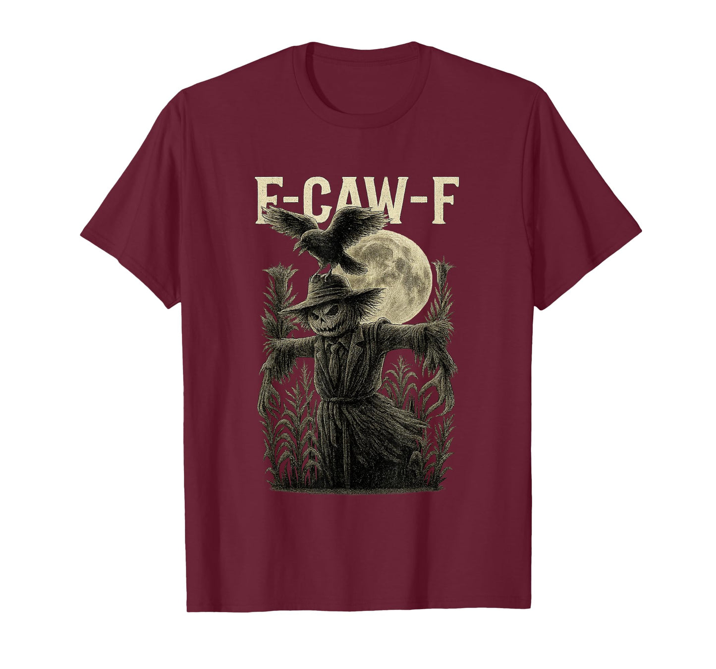 F-CAW-F Funny Halloween Graphic w/Pumpkin Scarecrow T-Shirt
