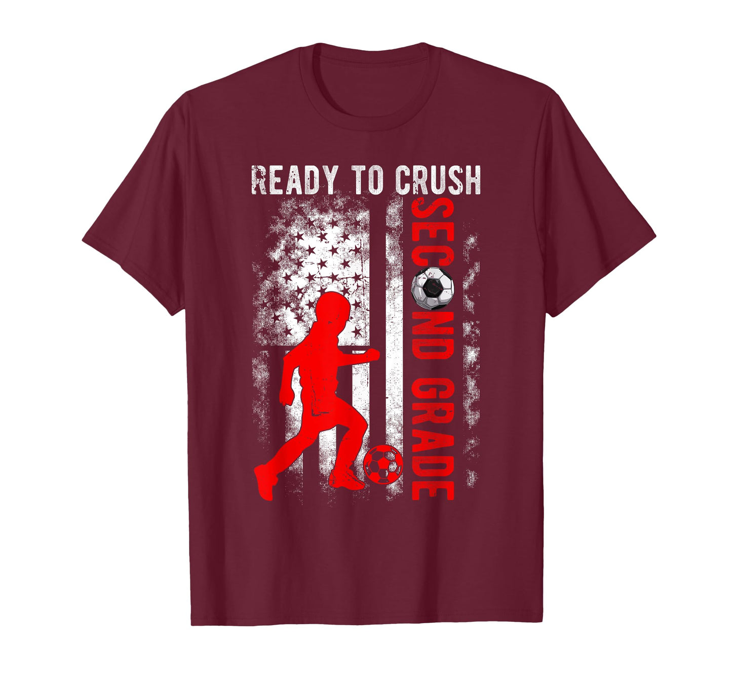 Ready To Crush Second Grade Soccer USA Flag Back To School T-Shirt