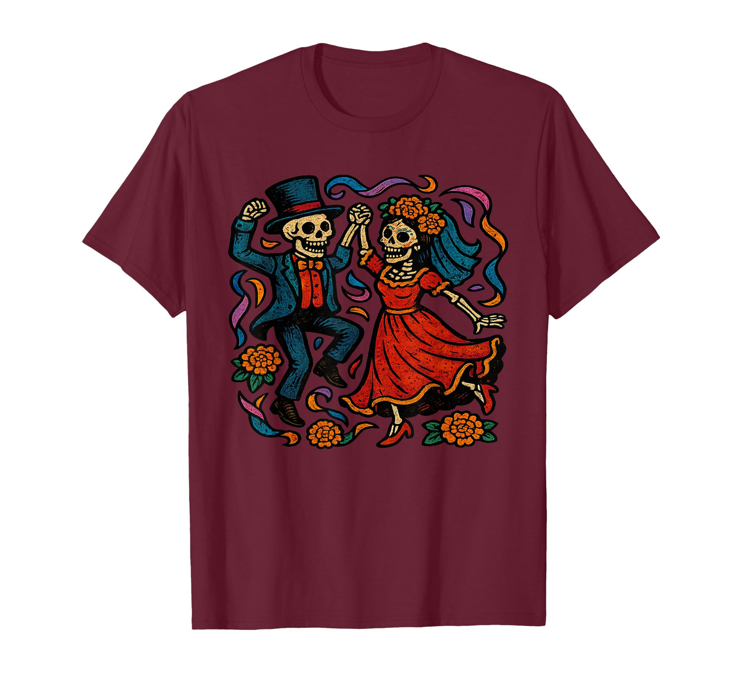 Dancing Skeleton Couple Day of The Dead Celebration T-Shirt