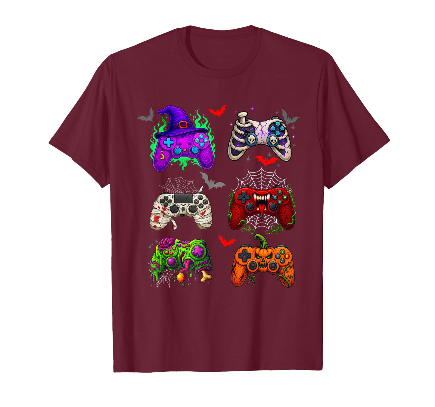 Halloween Skeleton Gaming Controllers Mummy Boys Video Game T-Shirt