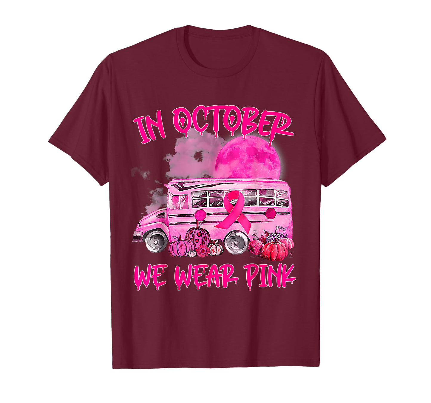 School Bus Driver Leopard Breast Cancer Awareness Month T-Shirt