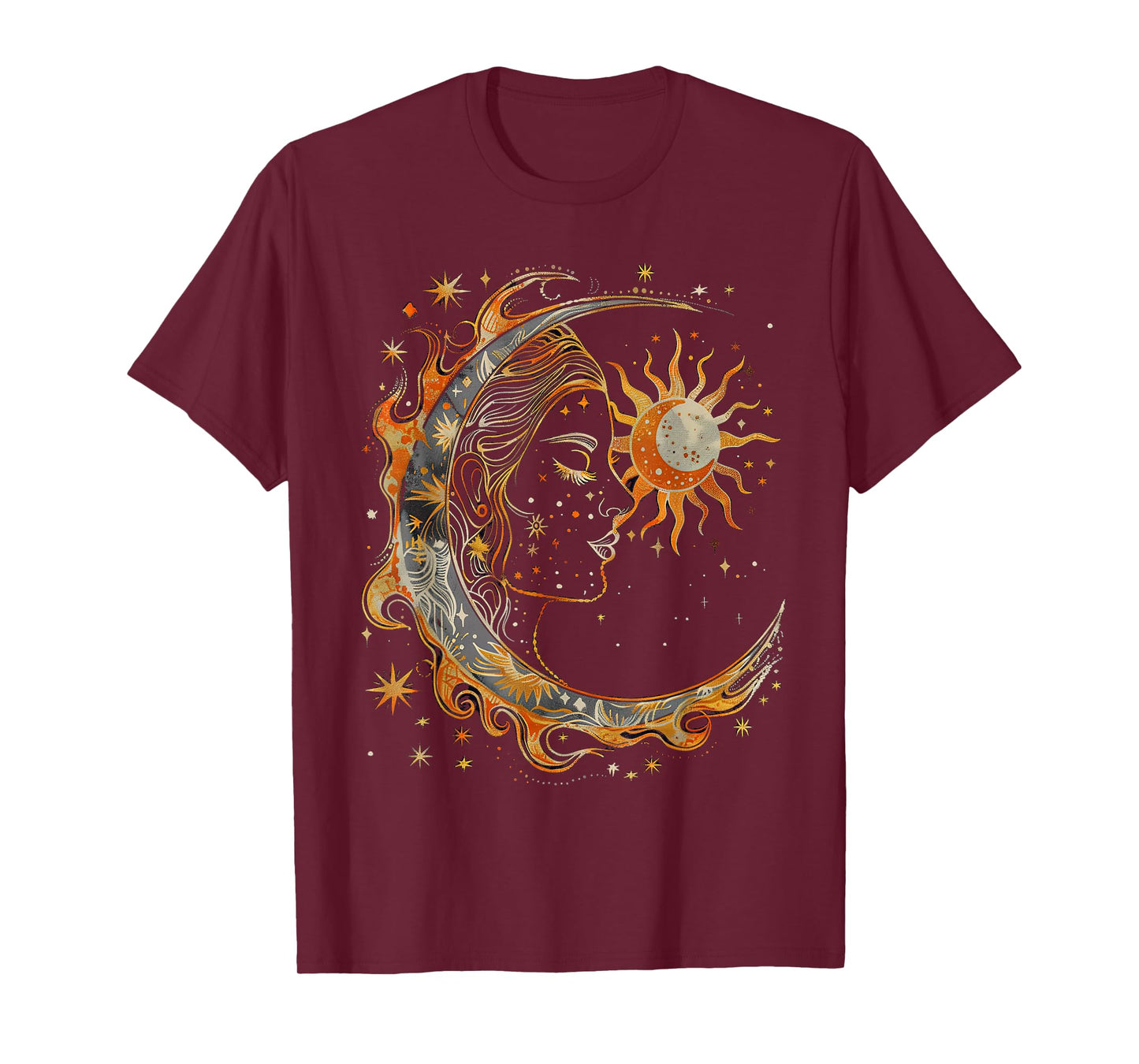 mystic sun and moon woman mystical flowers aesthetic T-Shirt