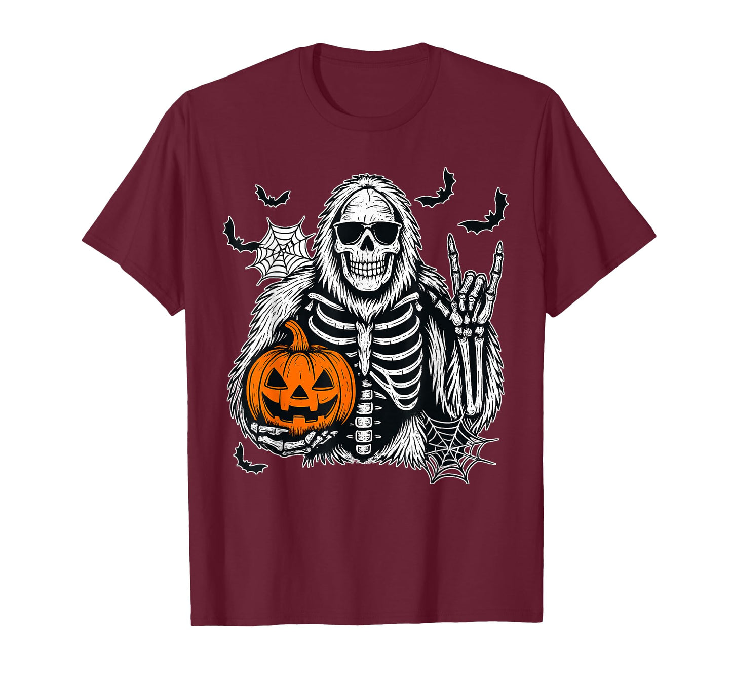 Spooky Bigfoot Jack O Lantern Skeleton Halloween Boys Mens T-Shirt