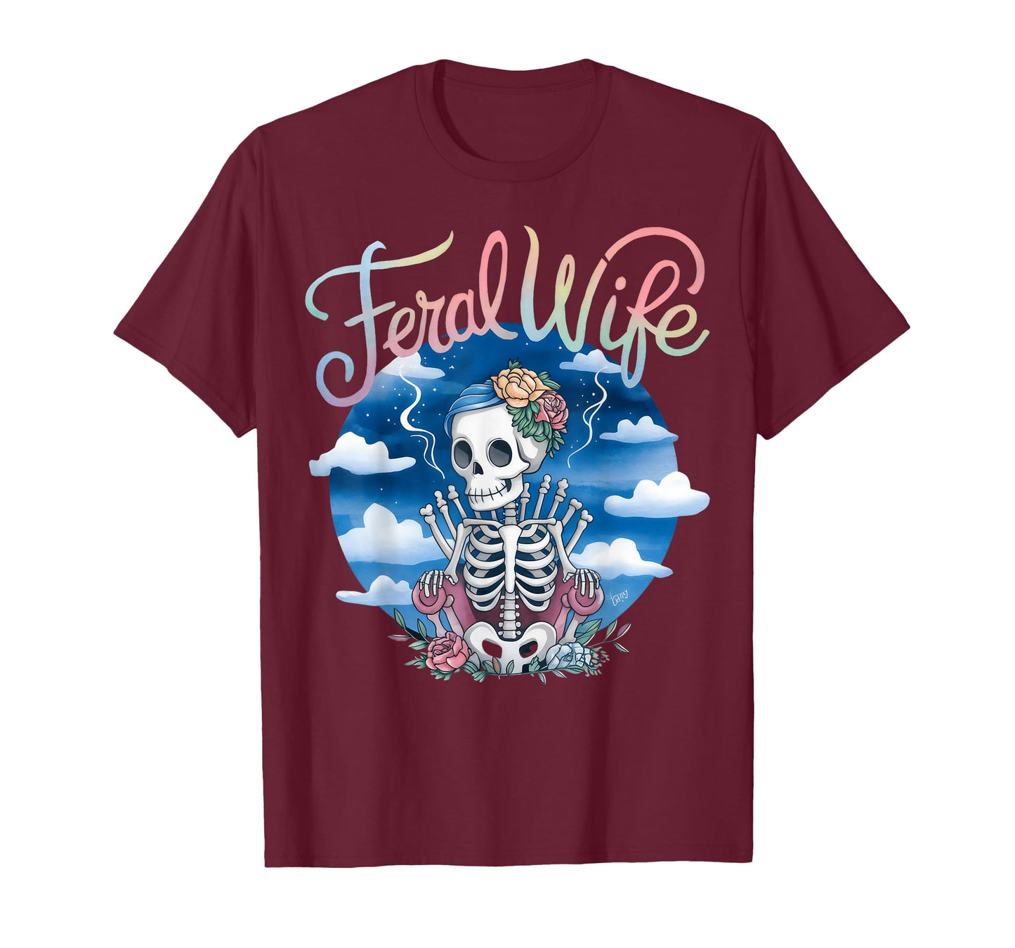 Feral Wife Skeleton Floral Aesthetic Gothic Feminine T-Shirt