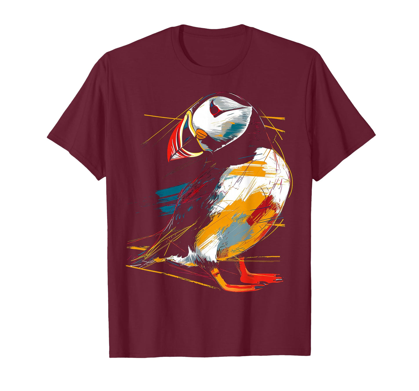 Puffin Colorful Art Bird Animal Drawing Graphic Puffin T-Shirt