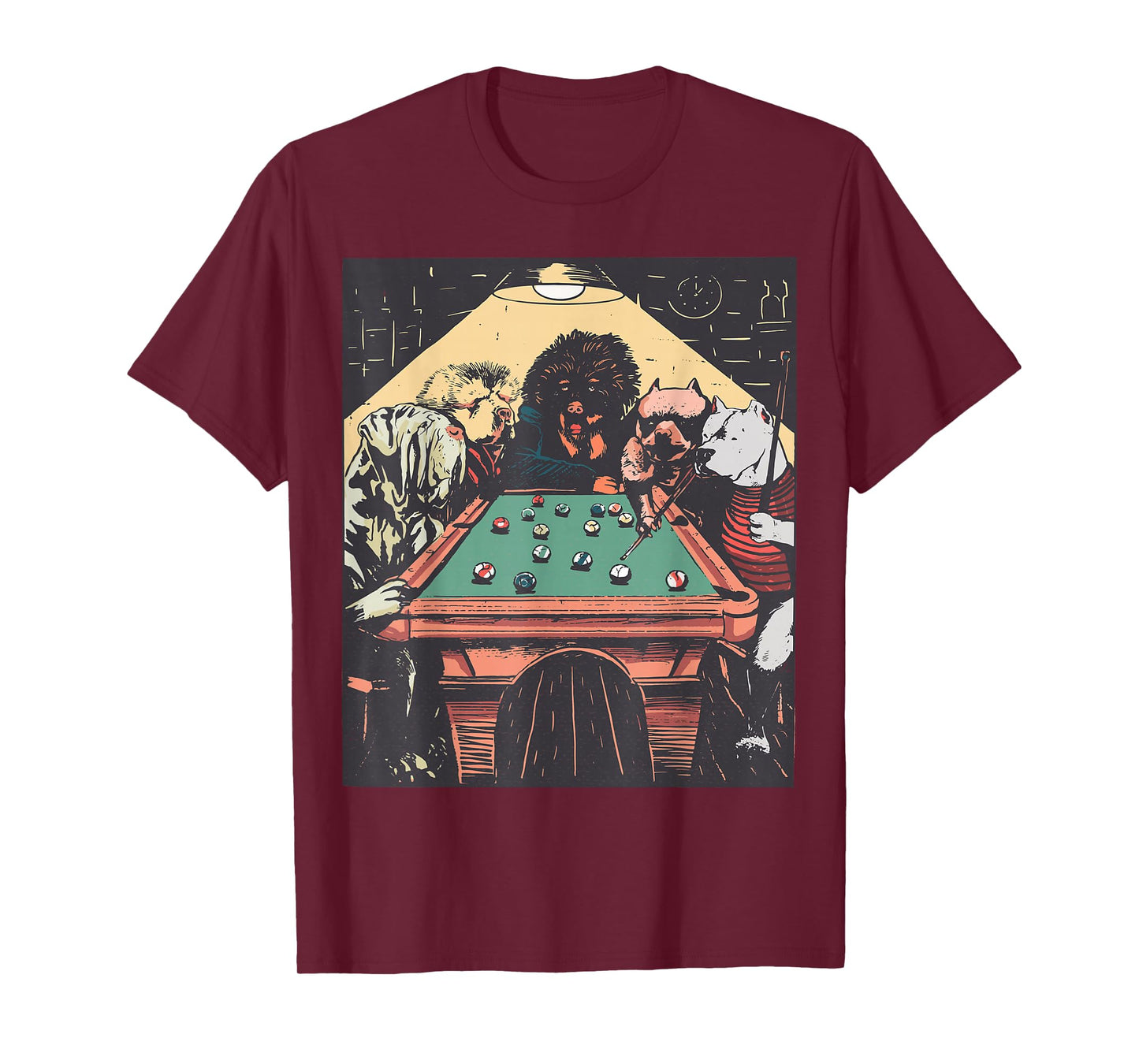 GAME NIGHT TIME DOGS ON BILLIARDS POOL TABLE SHOOTING 8 BALL T-Shirt