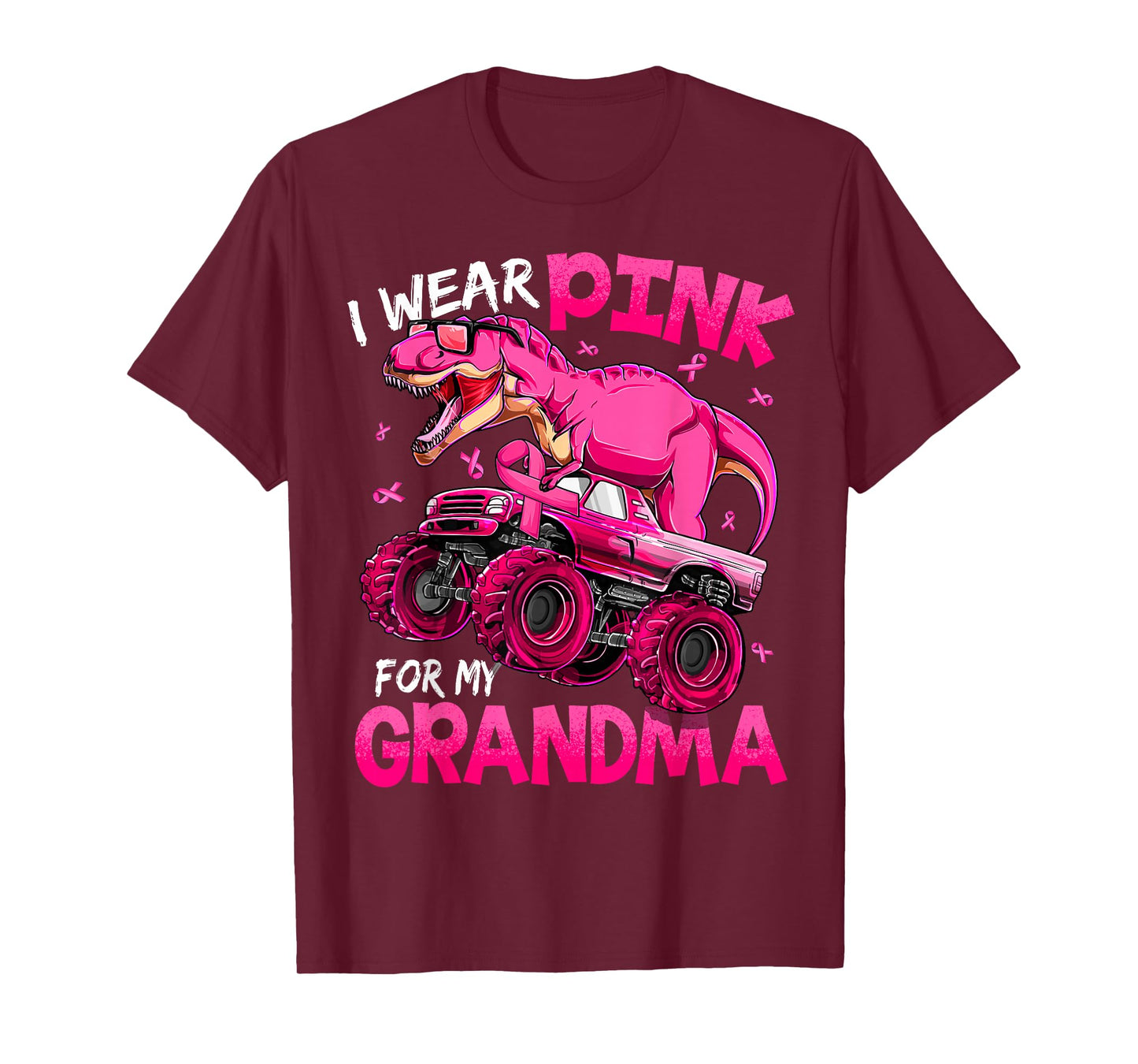 I Wear Pink For My Grandma Breast Cancer Awareness Dinosaur T-Shirt