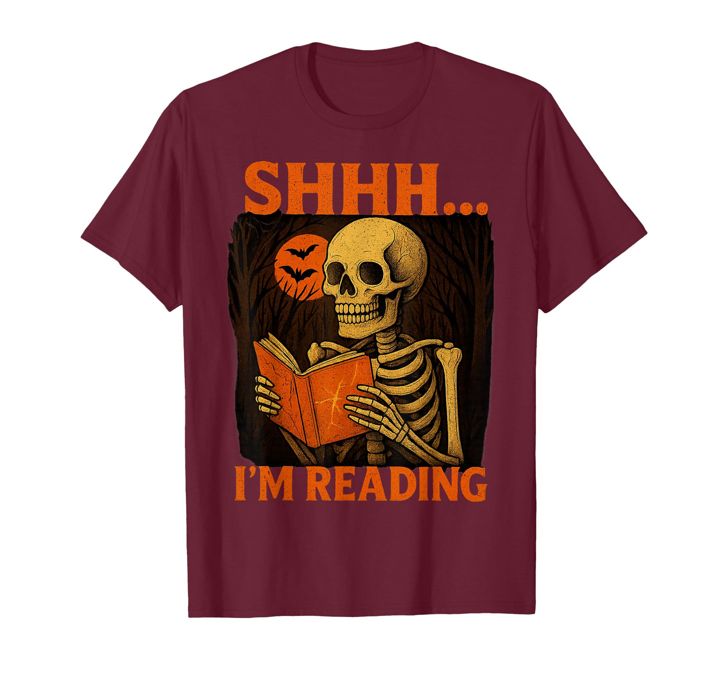 Halloween Skeleton Reading Book Shhh I’m Reading T-Shirt