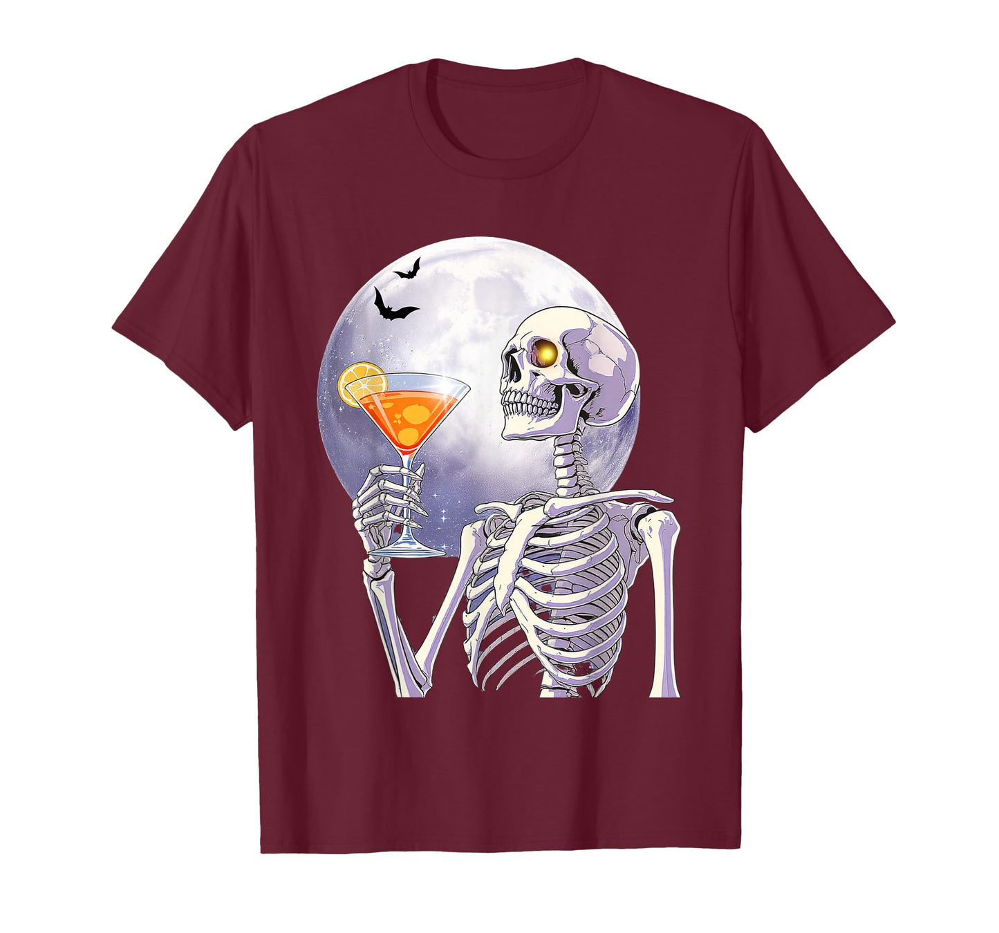 Funny Halloween Skeleton Drinking Martini Cocktail T-Shirt